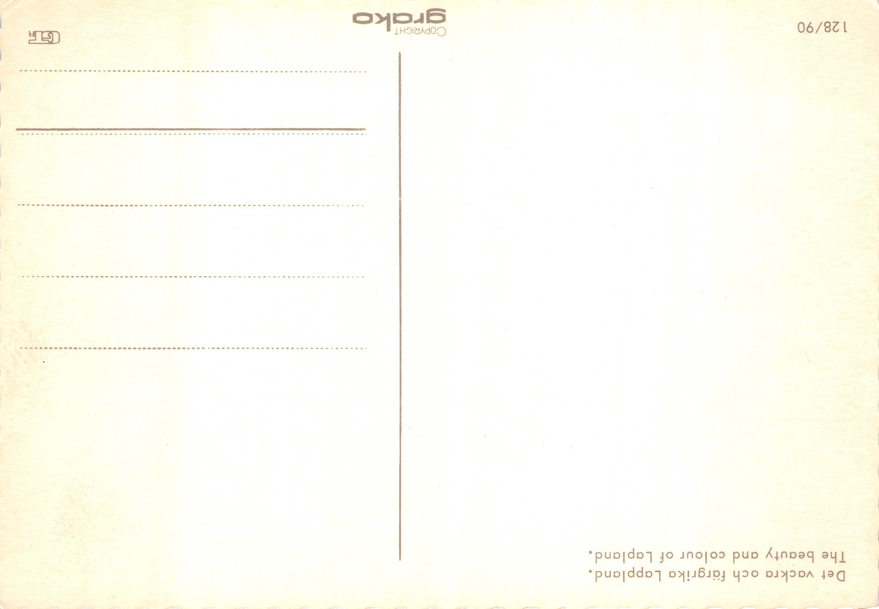 Laplandia — Círculo ártico — tarjeta postal ilustrada con mapas y escenas locales — Reverso