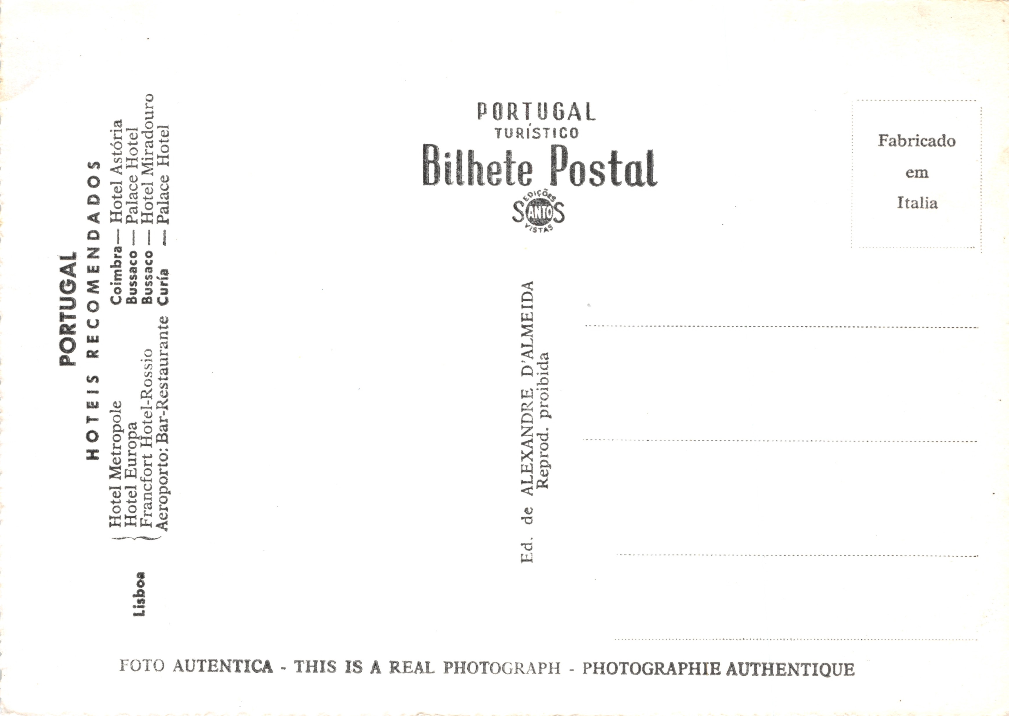 Bussaco — Intérieur d'une galerie du Palace Hotel — éditeur Alexandre D'Almeida — Achterkant