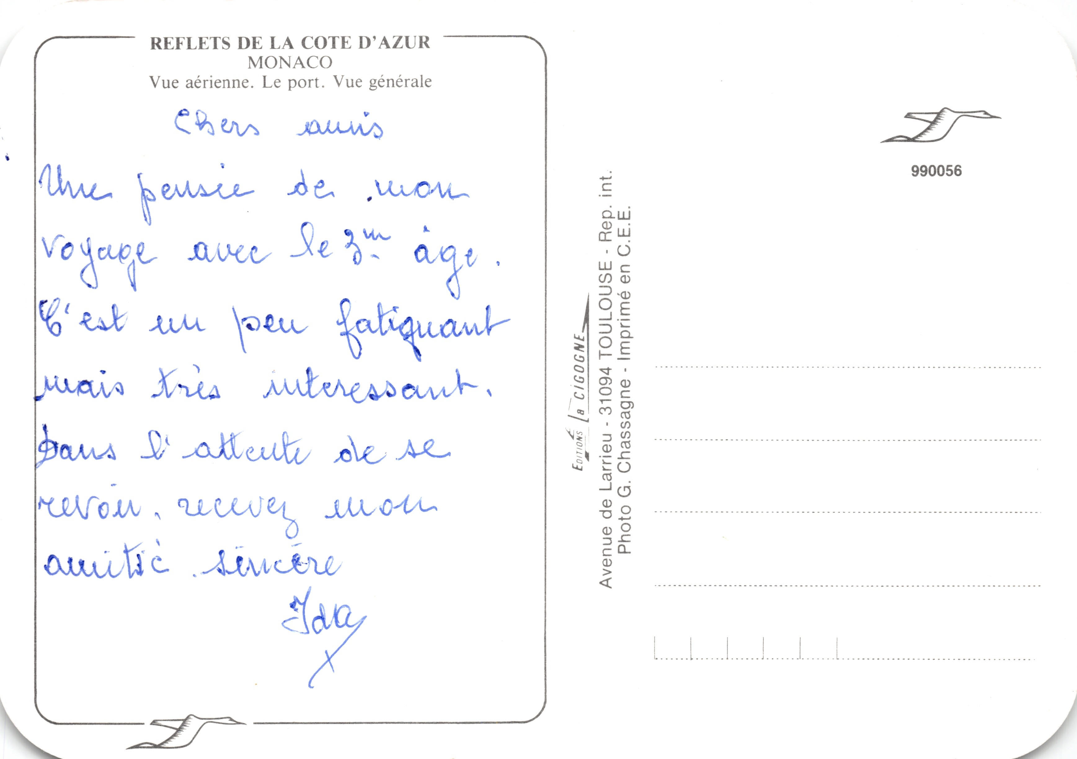 Principato di Monaco — Vista aerea del porto e delle montagne — Editore CIGOGNE — Verso