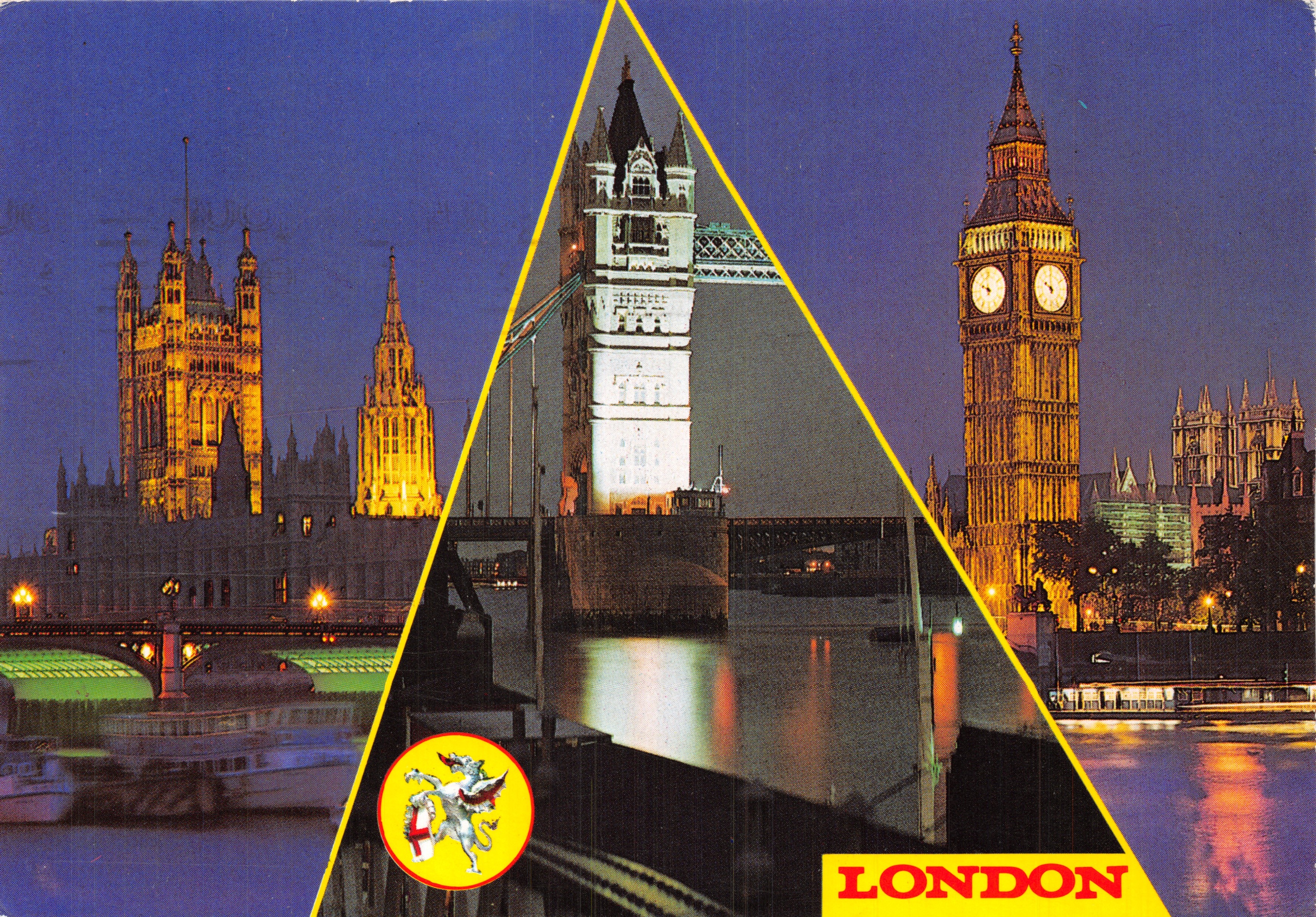 Londres — Vista nocturna de las Houses of Parliament, Tower Bridge y Big Ben — Thomas & Benacci Ltd. Lo30