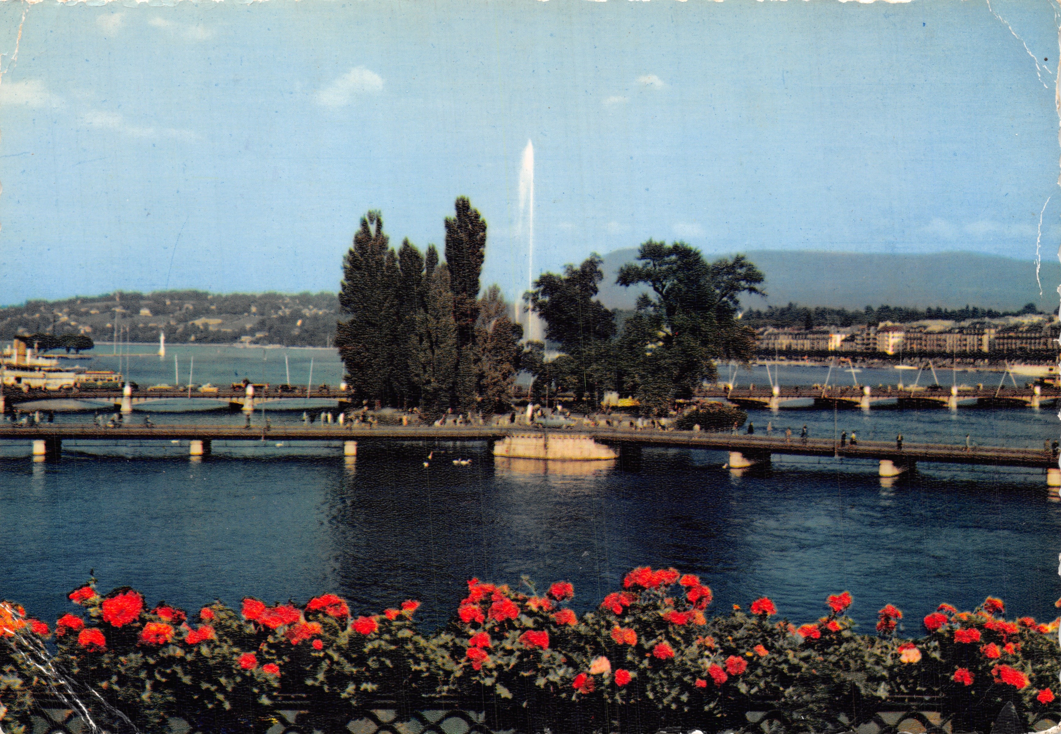 Genève — Île Rousseau en het Jet d'eau (120 m.) — Editie d'Art G. d'Aguanno-Meylan, Genève, nr. 1050