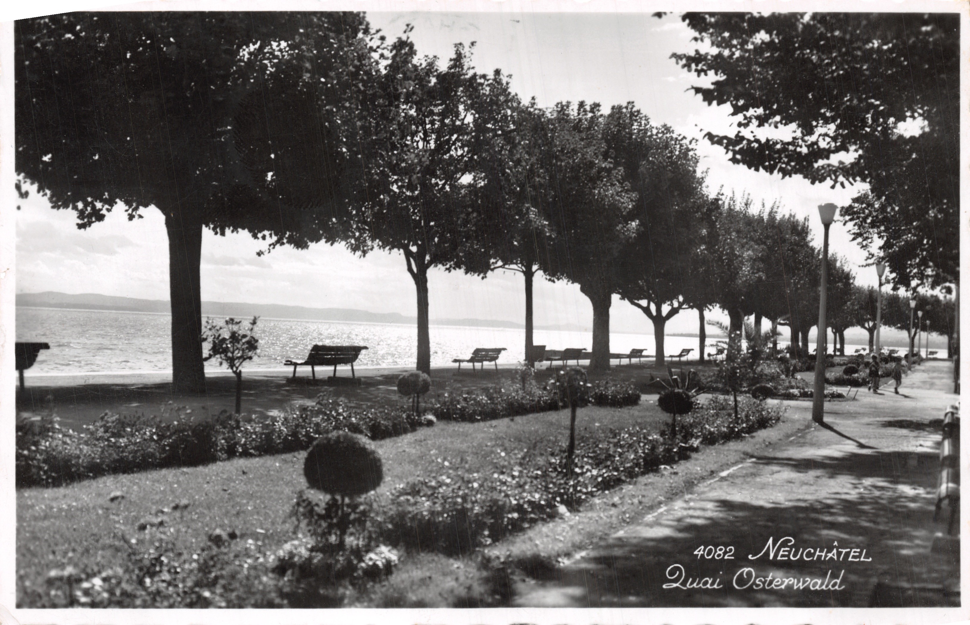Quai Osterwald — bosrandige wandelpad langs het meer — uitgever Edition Phot. Perrochet, Lausanne, n° 4082