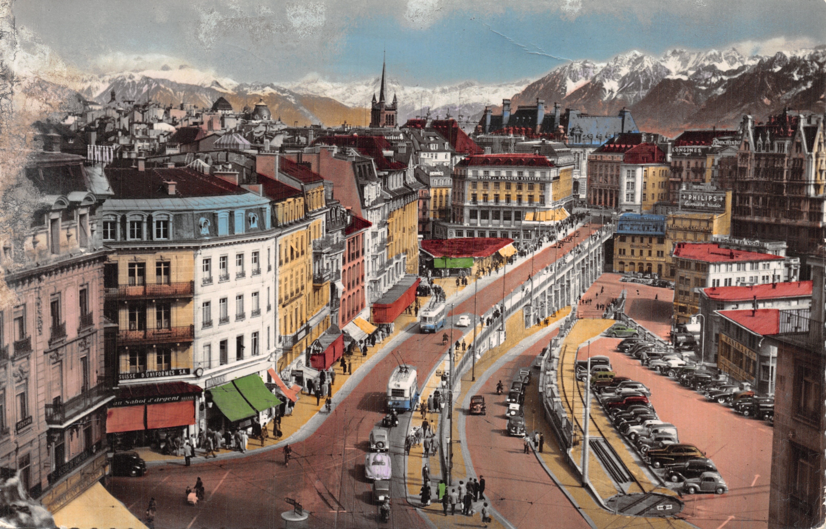 Lausanne — Il grande ponte e le Alpi — Éditions G. Jaeger, Ginevra