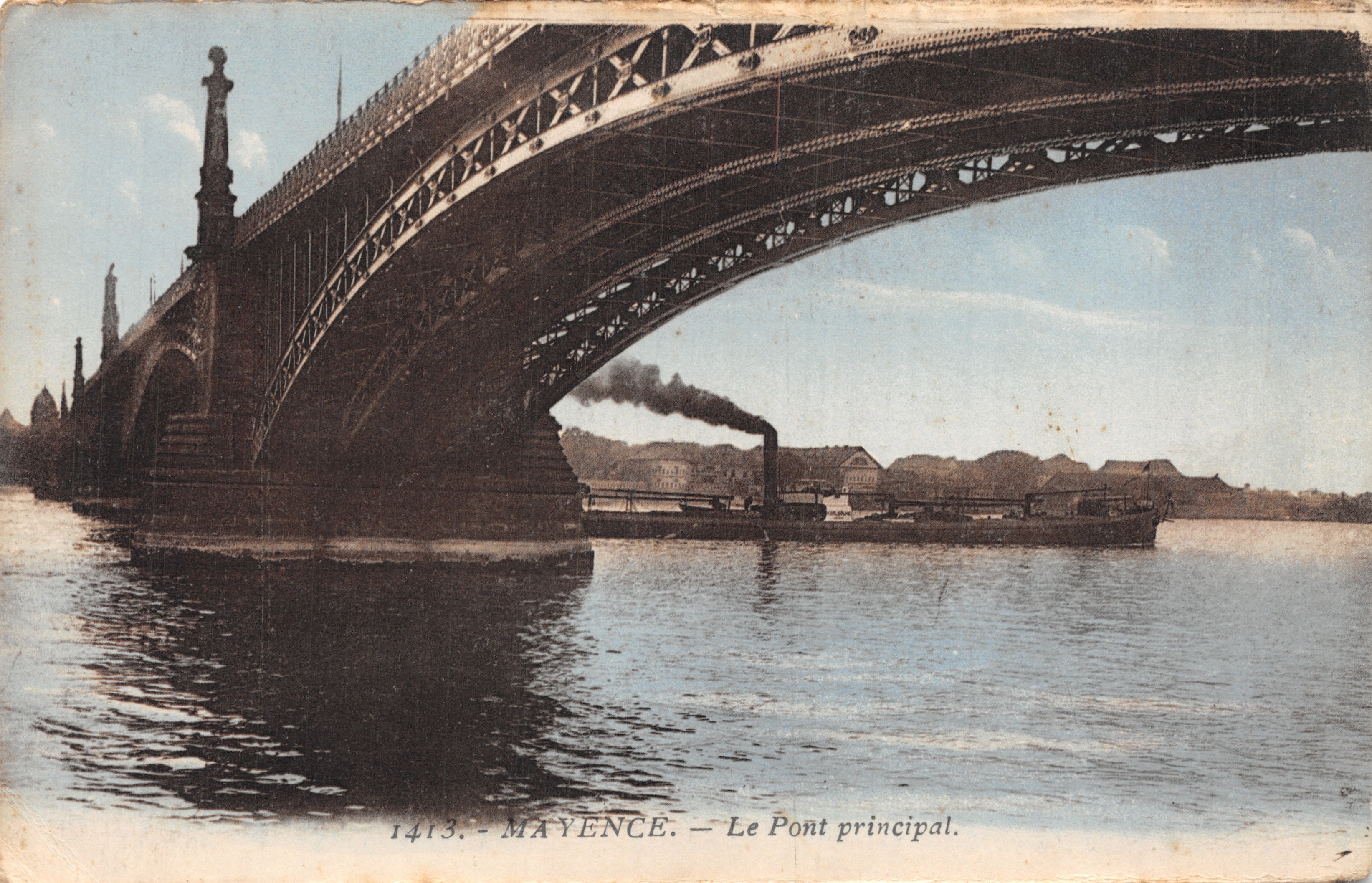 Mainz — Het hoofdbrug — uitgever drukkerij op kaart n°1413