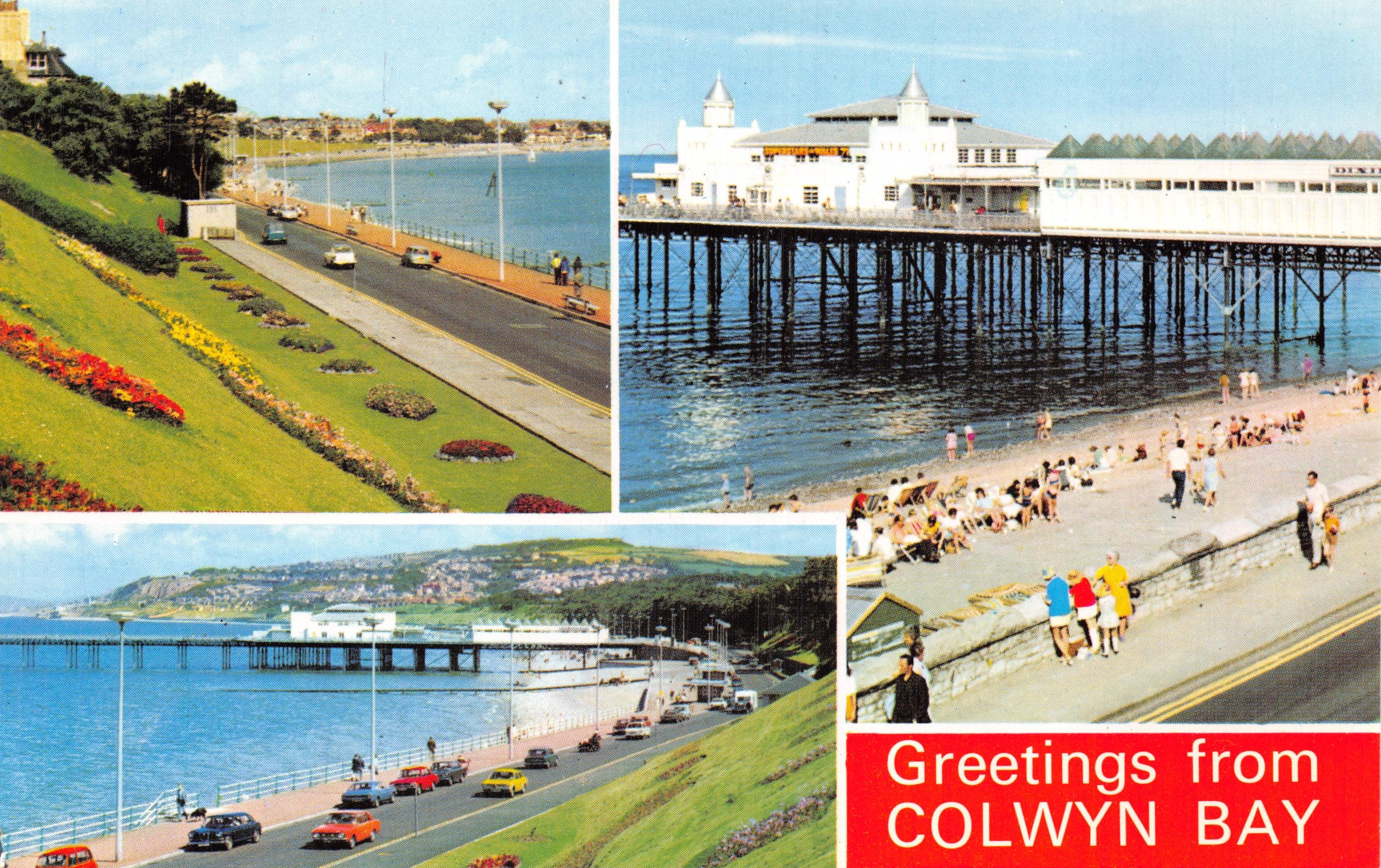 Colwyn Bay — vista panorámica de la orilla marítima y el muelle — Tarjeta postal antigua CPAPHIL C.1566
