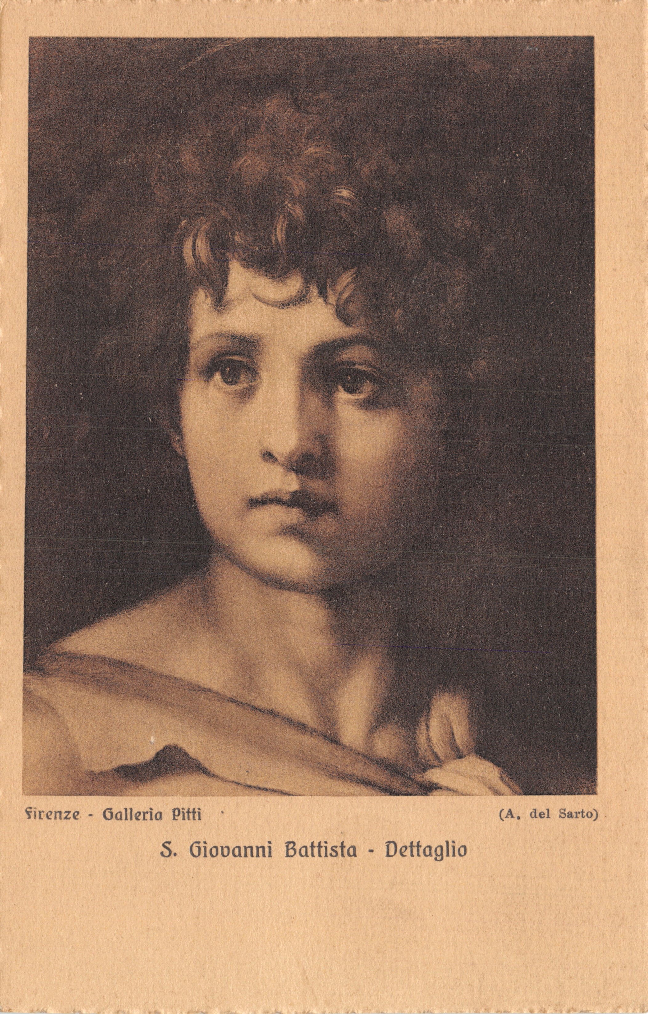 S. Giovanni Battista - Dettaglio — portrait de l'artiste (A. del Sarto) — éditeur Edit. Brunner & C., Como e Zürich