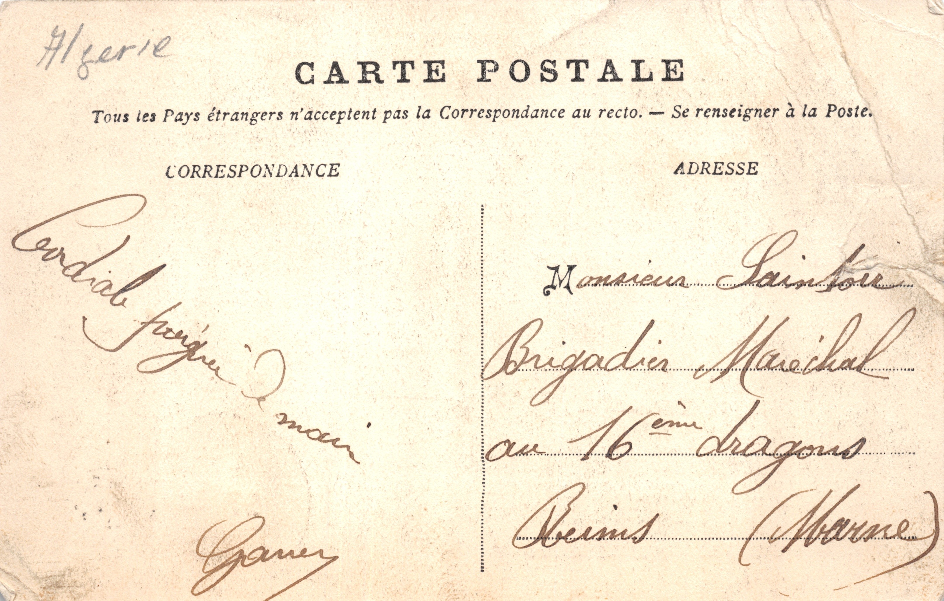 Alger — Recuerdo de Alger — COL. Z.F. ALGER — Reverso