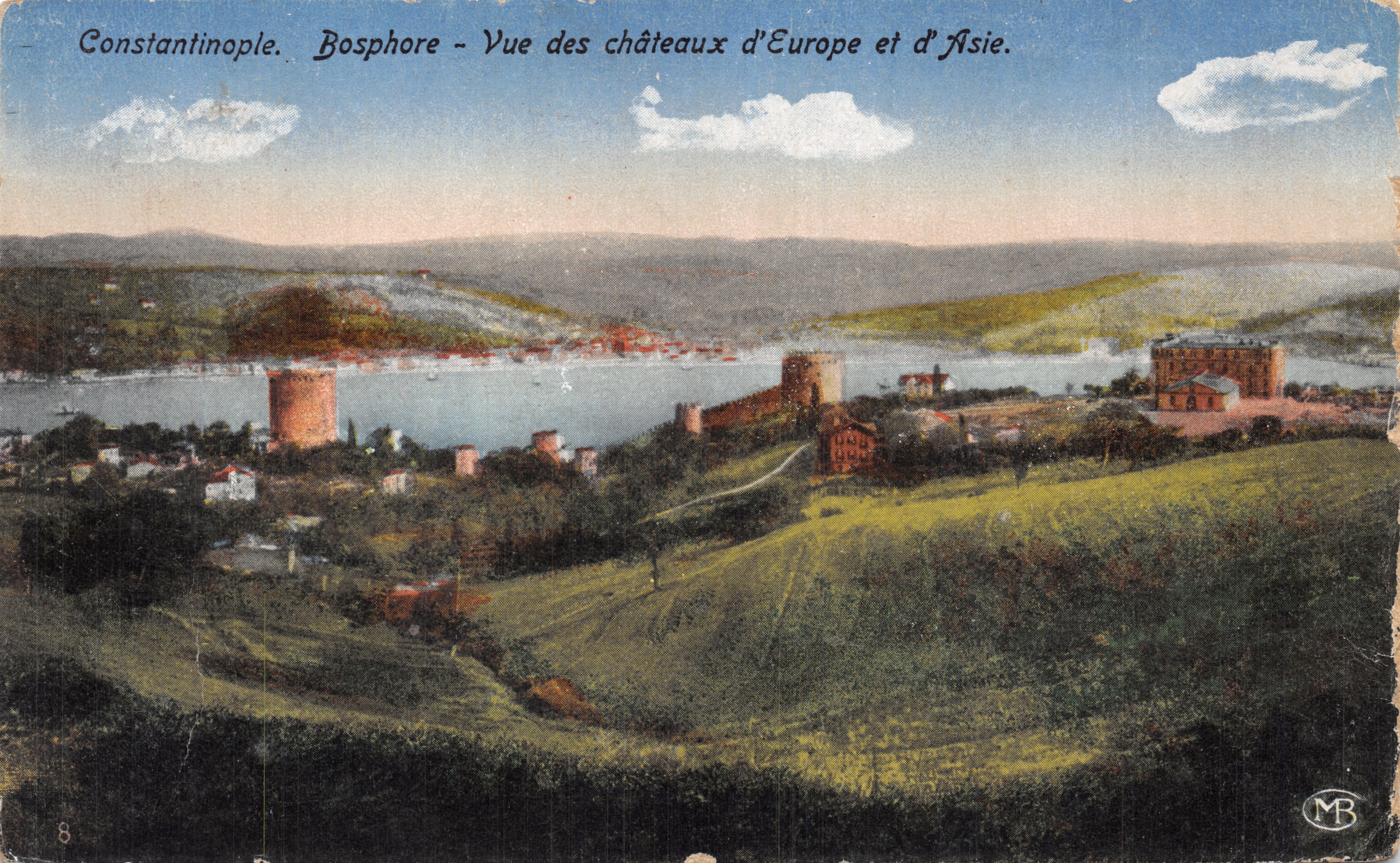 Constantinople. Bosphore — Vue des châteaux d'Europe et d'Asie. — Éditeur MR, n°8