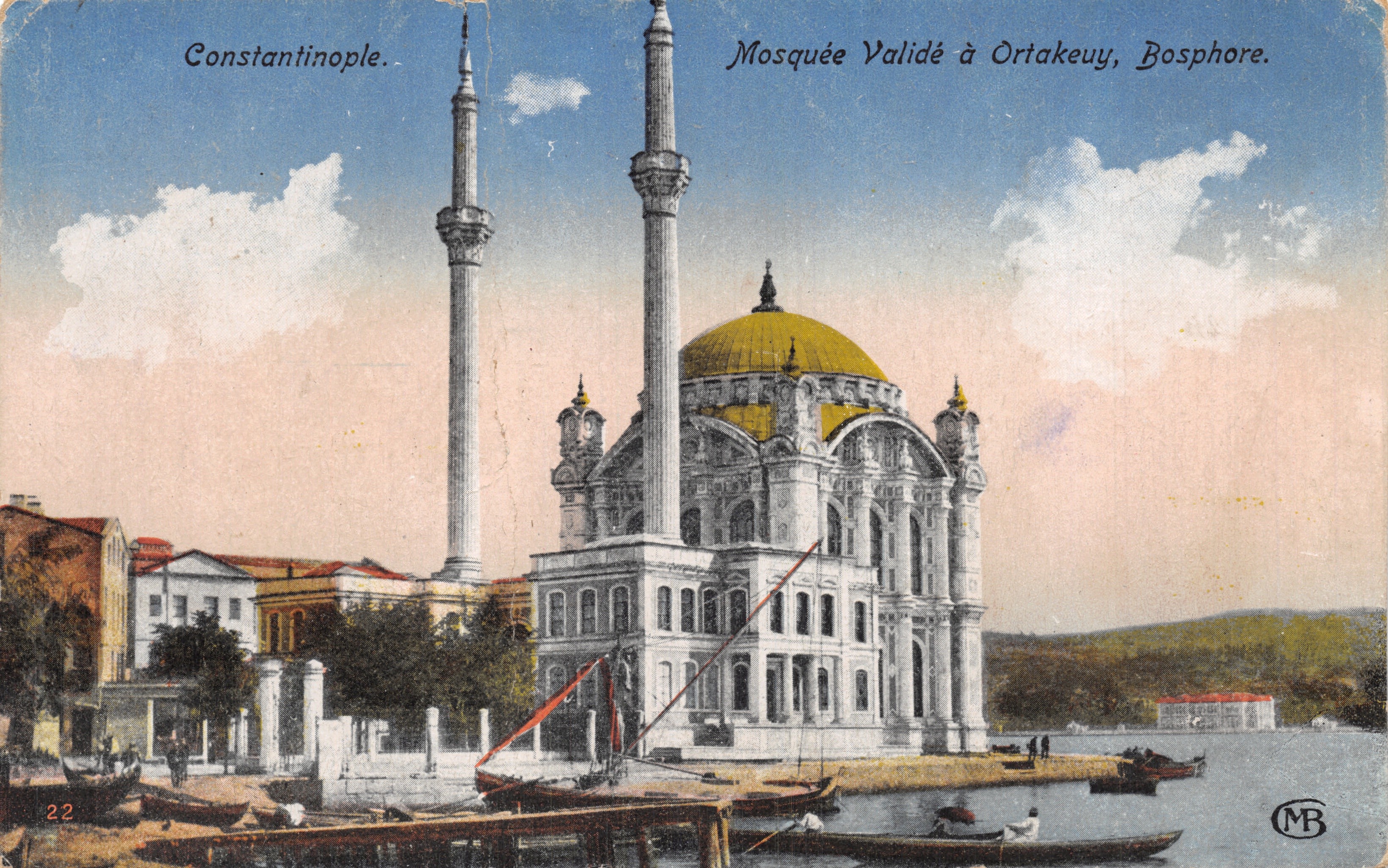Constantinopel — Moskee Validé in Ortakeuy, Bosporus — uitgever MB, nr. 22