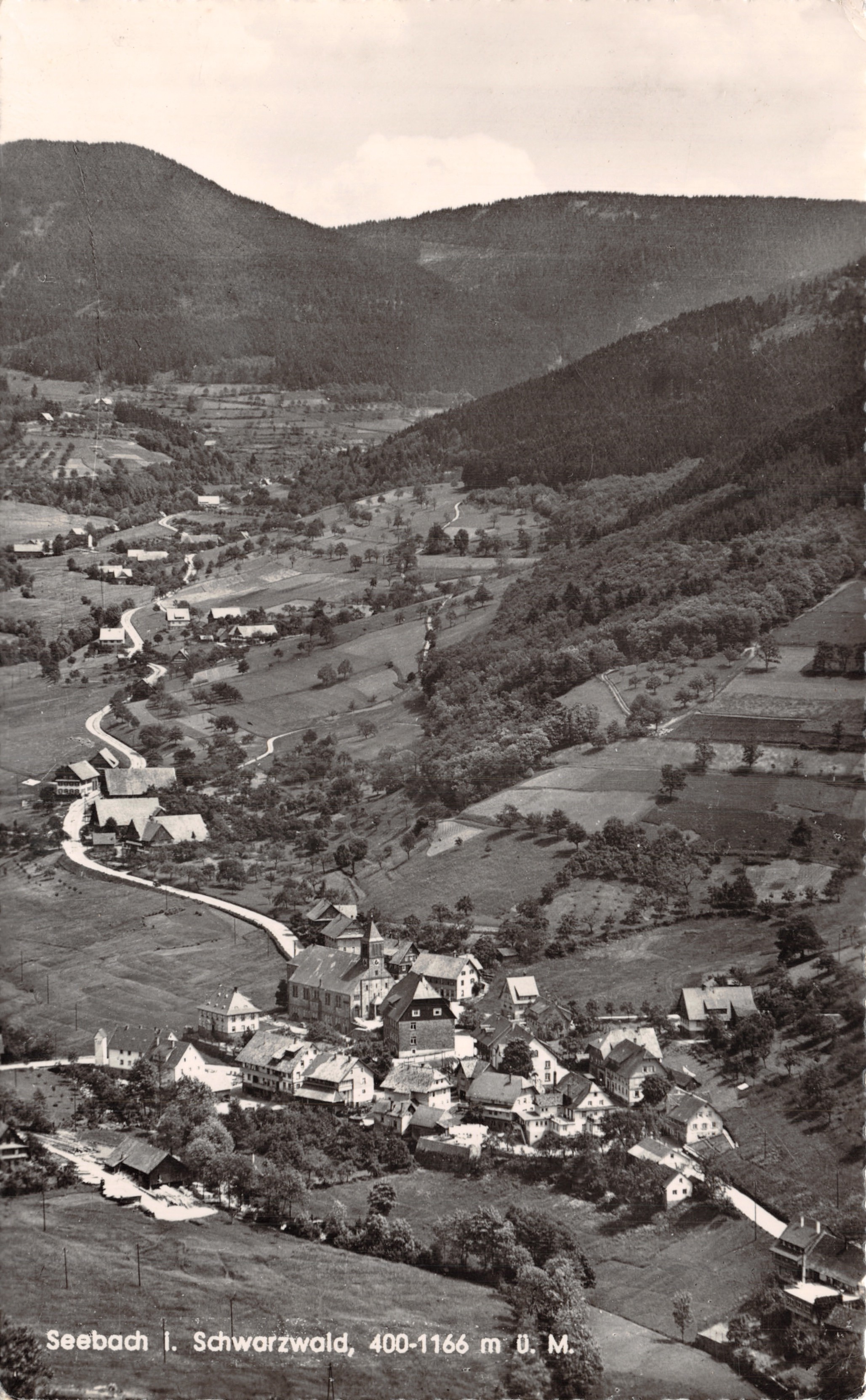 Seebach i. Schwarzwald — vue aérienne du village et de son église — éditeur Auth. u. Verlag Photo-Käshammer, Ottenhammer