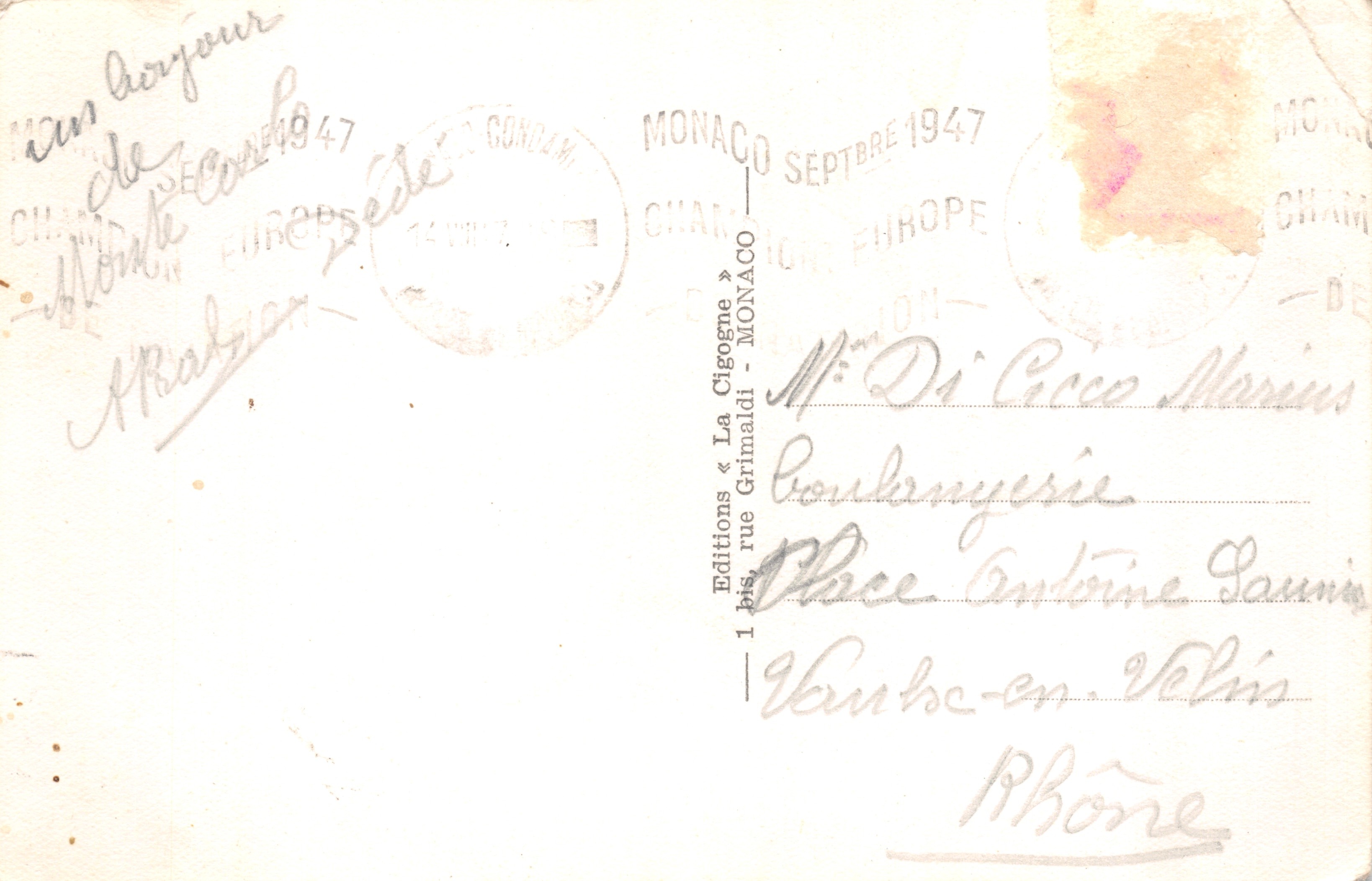 Monte-Carlo — Le Tir aux Pigeons et L'Hôtel de Paris — Éditions « La Cigogne » — Achterkant
