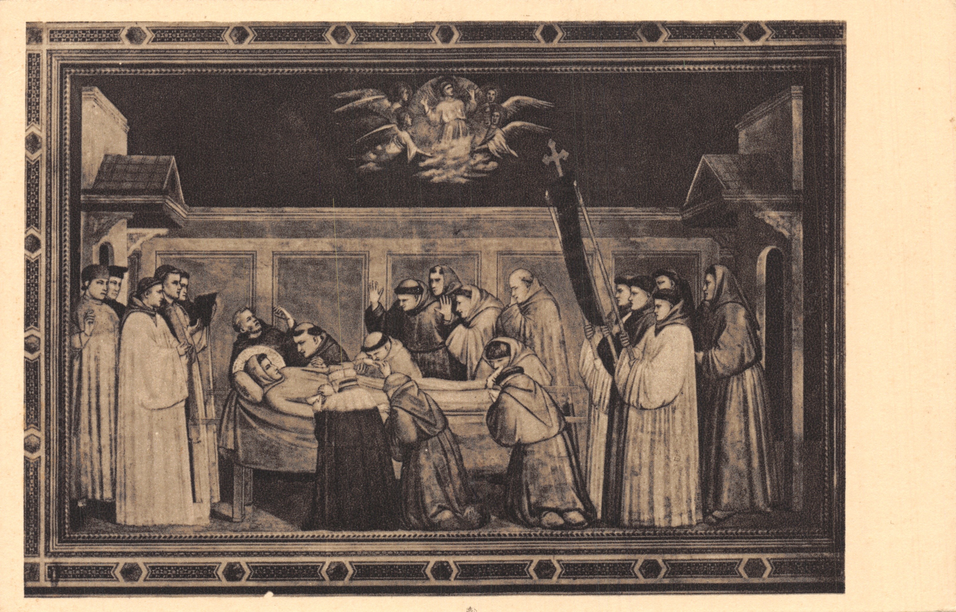 Saint François mort — scène de la chapelle de Santa Croce à Florence — éditeur CASA DELL'ARTE CRISTIANA - MILANO