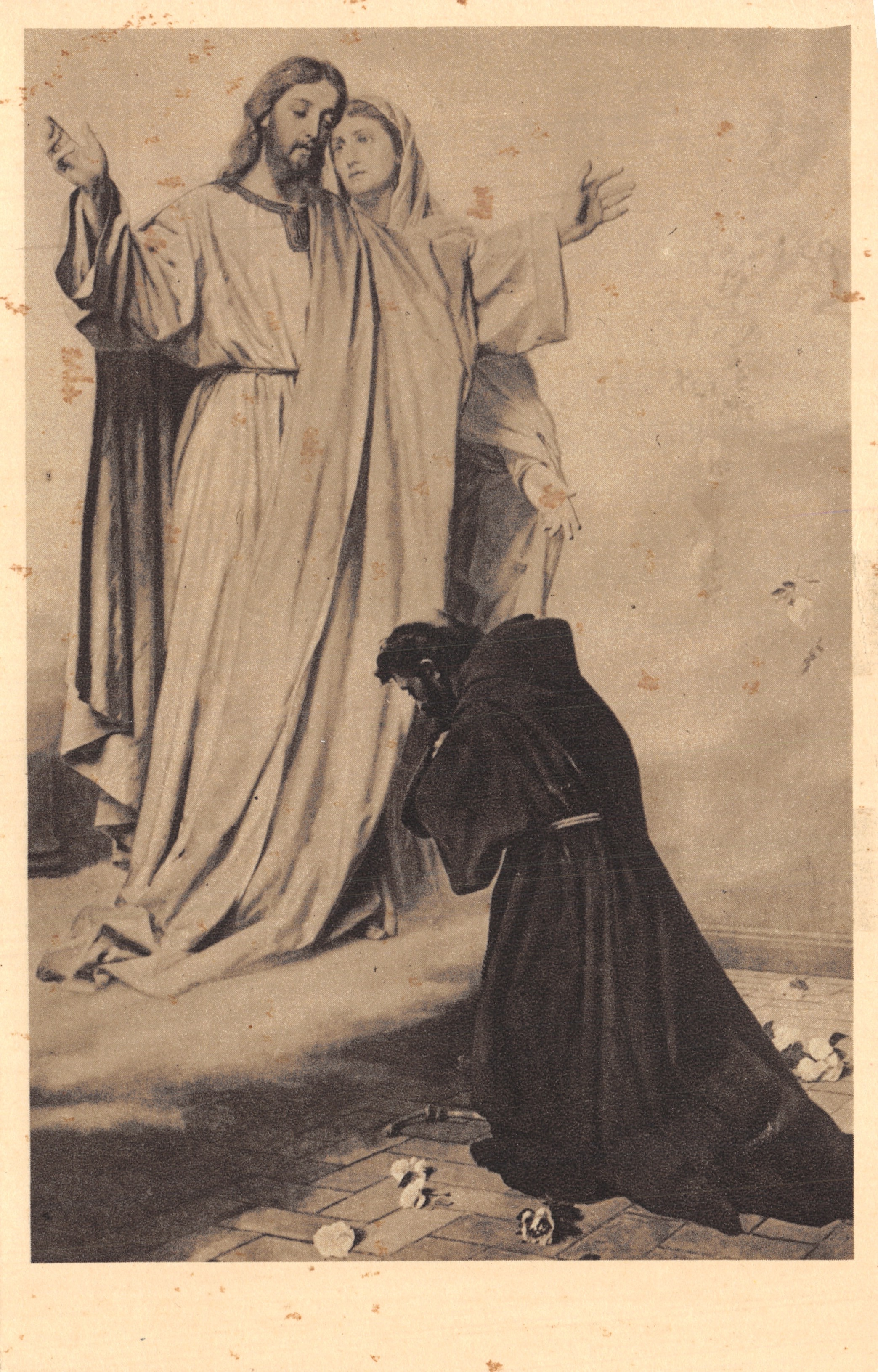 Das Erbarmen des Heiligen Franziskus — religiöse Szene — Verlag Prof. Antonio Ciseri (1821-1891) - Il Perdono d'Assisi (S. Francesco) - n°4