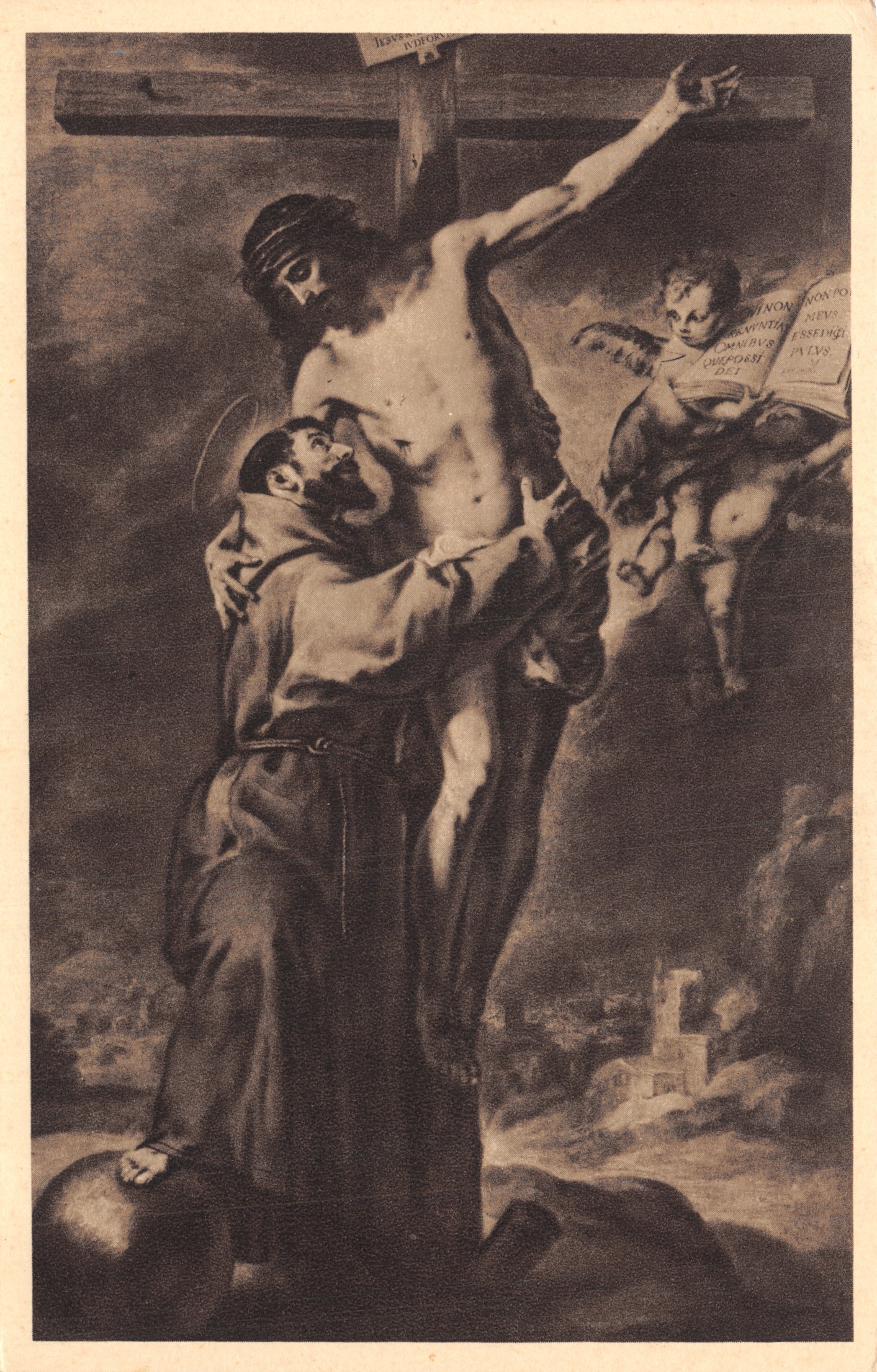 San Francisco de Asís contemplando al Cristo crucificado — obra de B. E. Murillo (1618-1682) — editor CASA DELL'ARTE CRISTIANA - MILANO