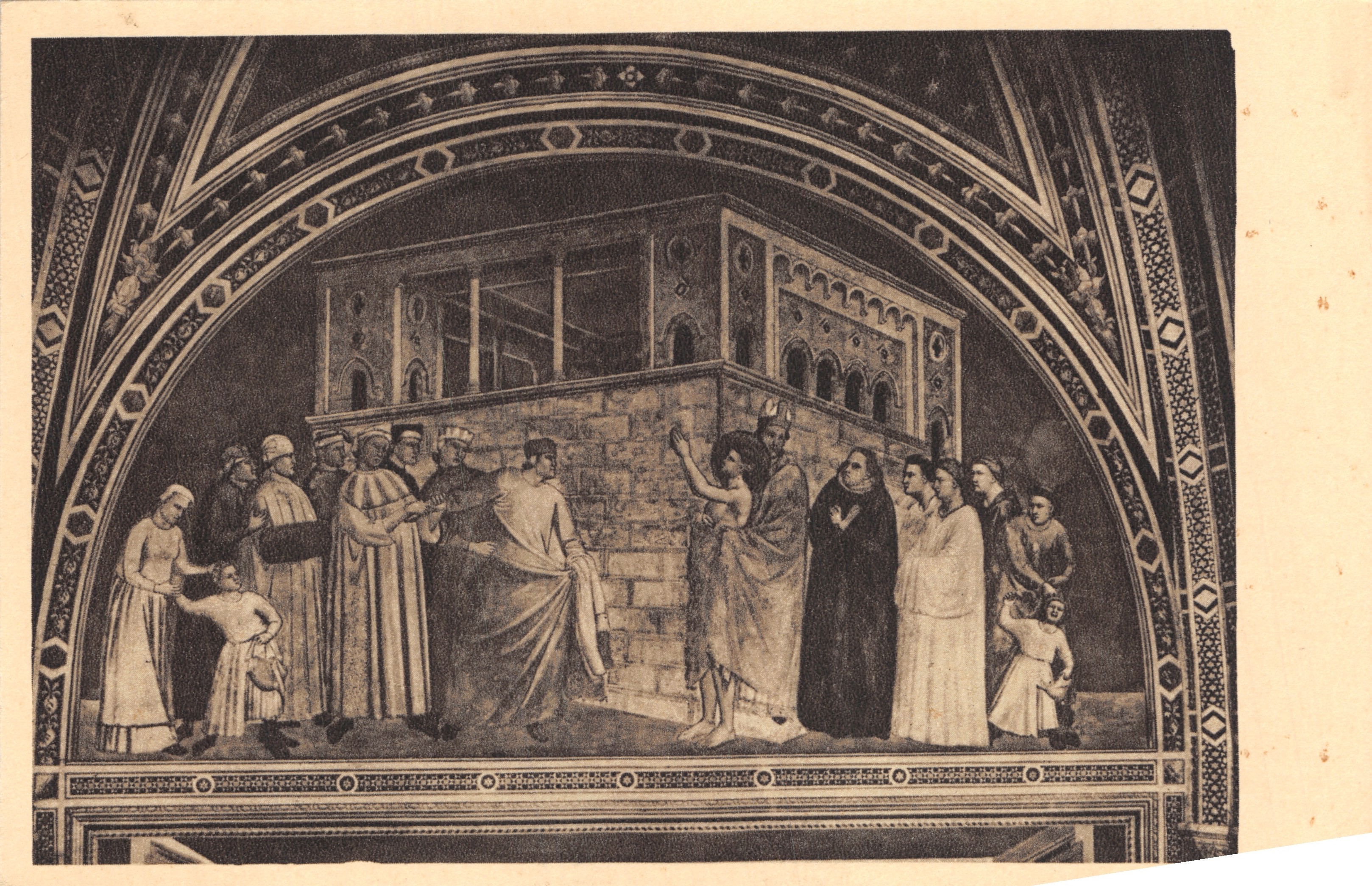 Scène de fresque — fresque de Giotto dans la chapelle de S. Croce à Florence — éditée par CASA DELL'ARTE CRISTIANA - MILANO