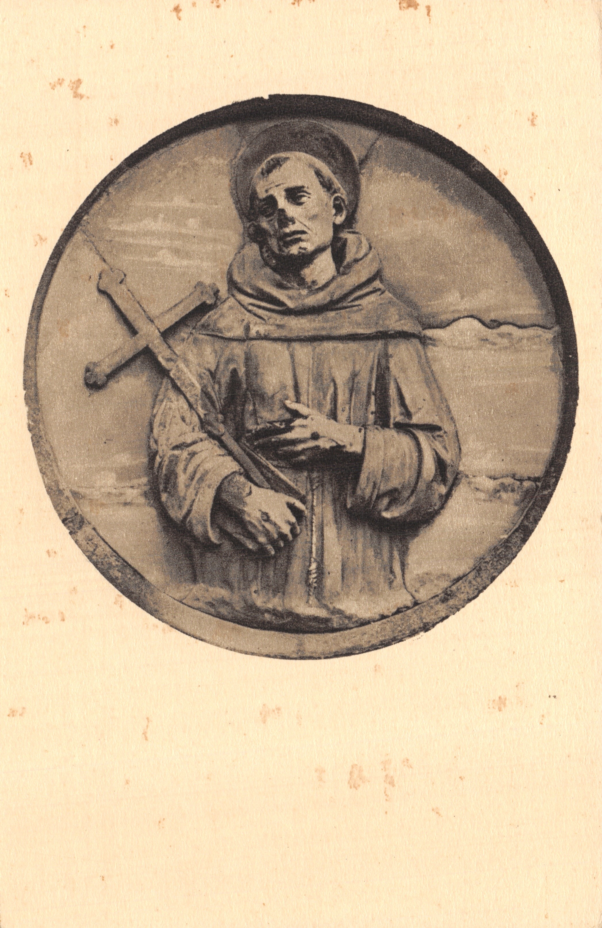 Saint François d'Assise — bas-relief circulaire — Casa dell'Arte Cristiana, Milan