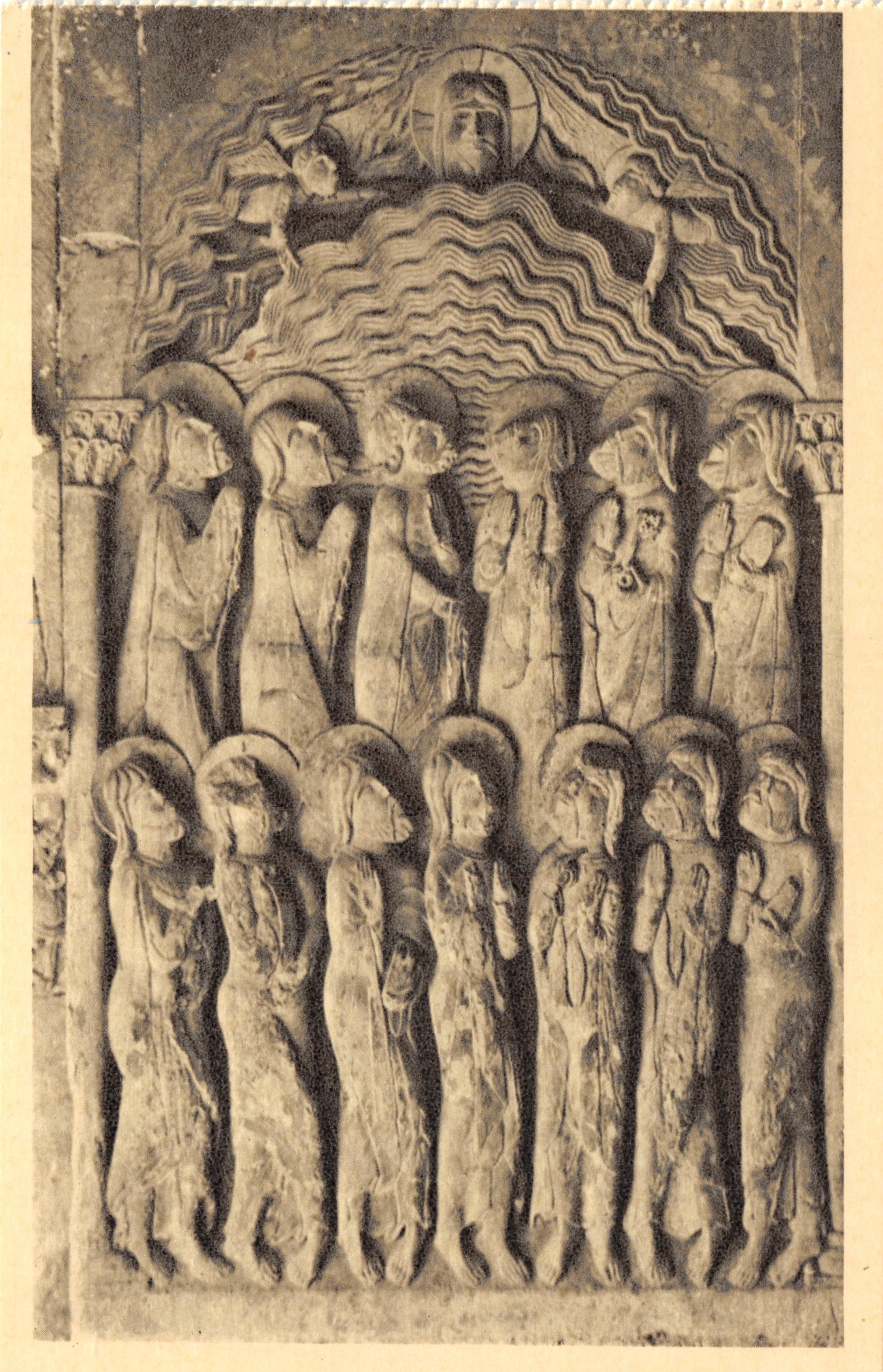 Ascensión del Señor — relieve tallado — editor Santo Domingo de Silos, impreso en la tarjeta