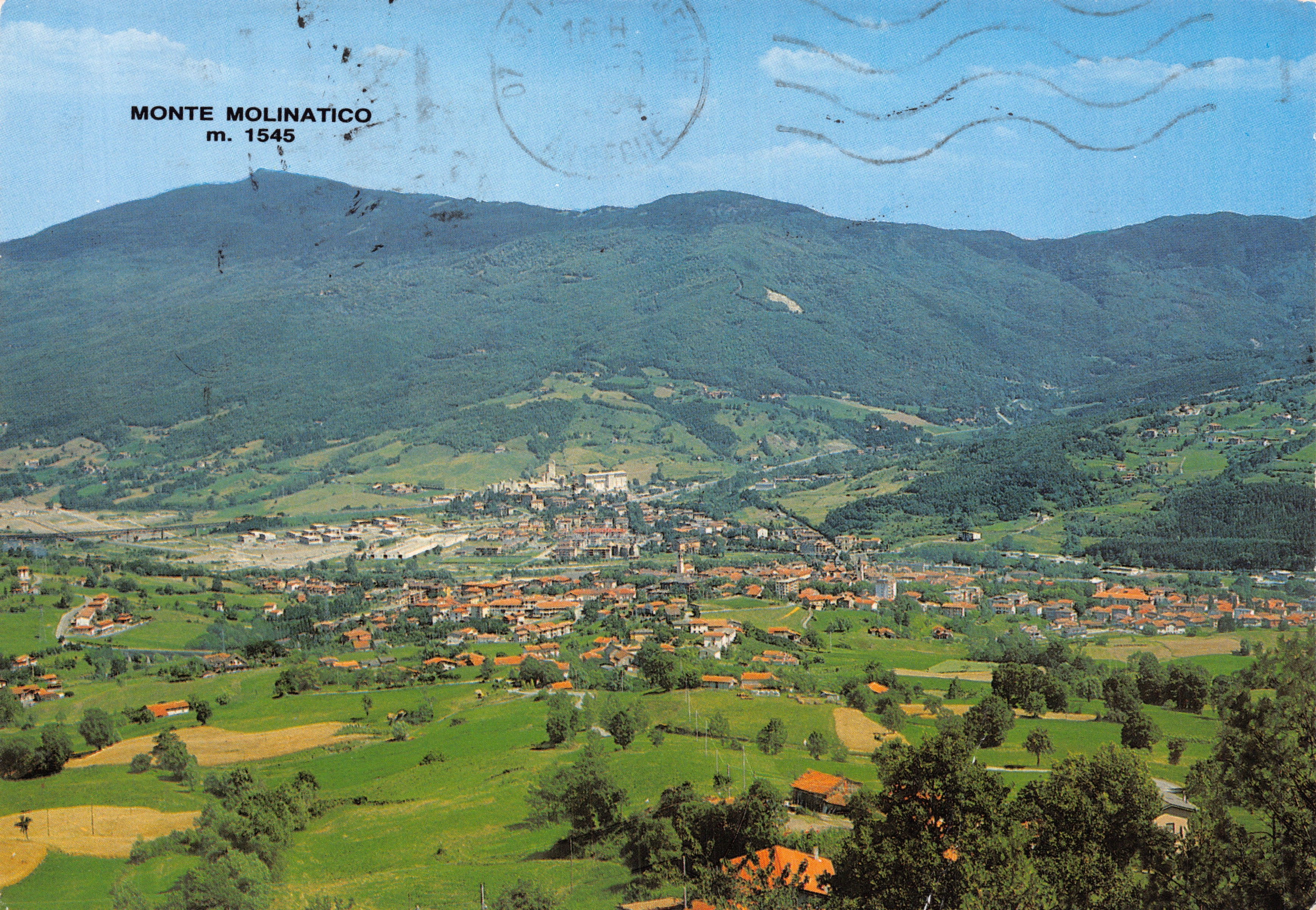 Monte Molinatico — panoramic view of the village and summit at 1545 m — publisher BVT 17/50, Cartolera Aurora Stoto
