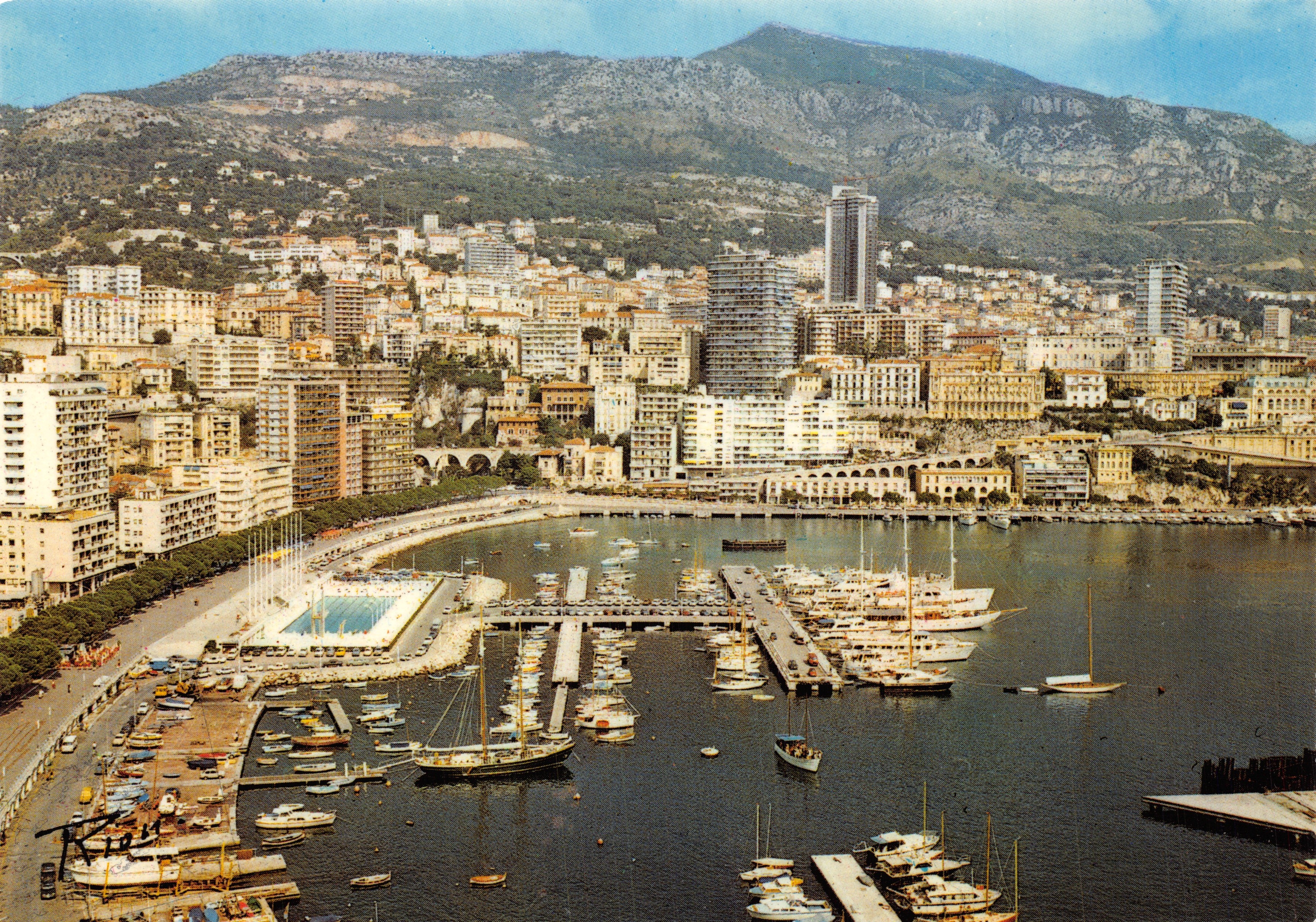 Monaco — Het Haven en Sainte-Dévote, gezien vanaf de Rocher — Ed. A. Rion, rue Raiberti — n° 36/8.5