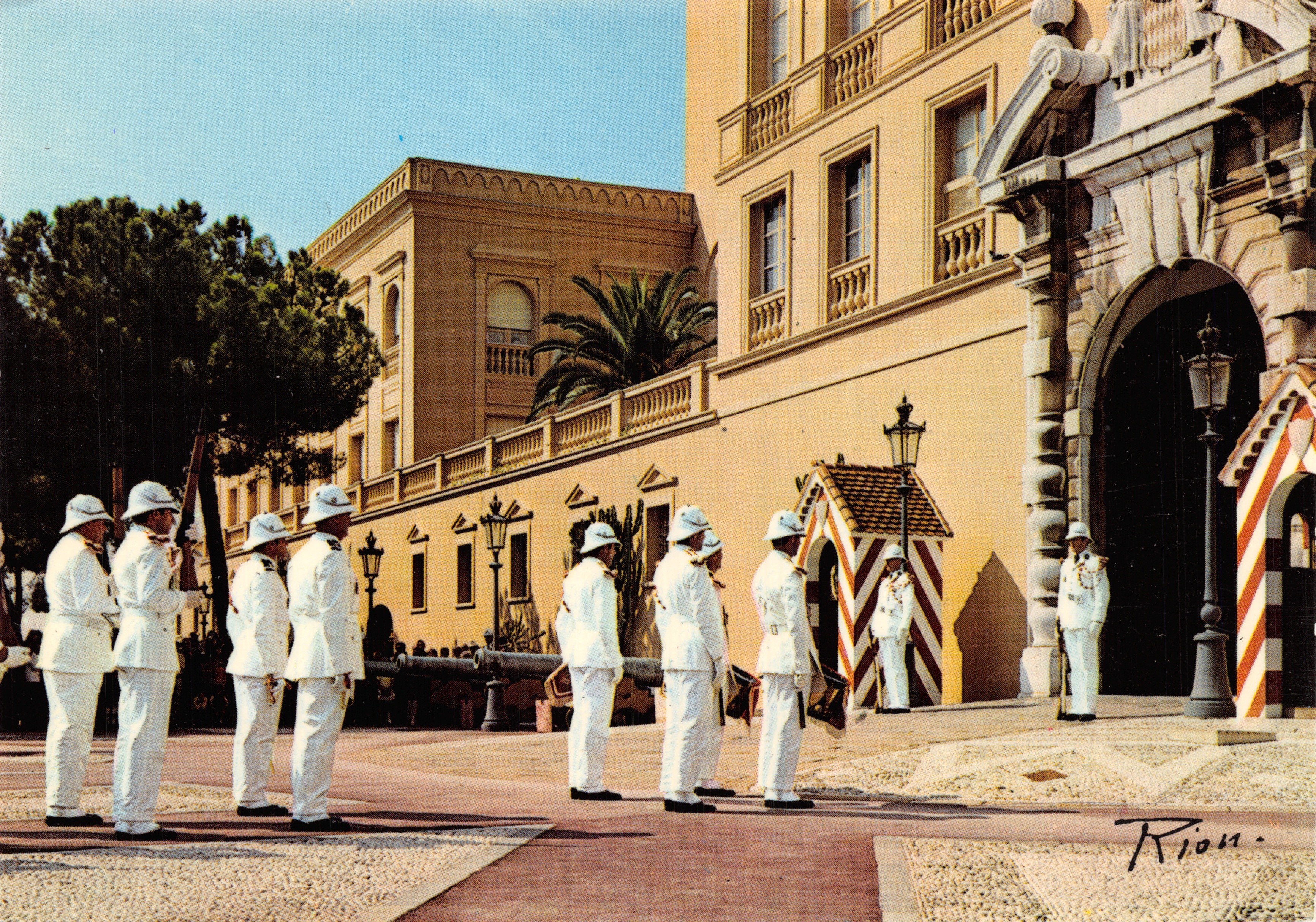 De wachtpost van de Garde voor het Prinselijke Paleis — Monaco — uitgever RION, n° 36/8.10