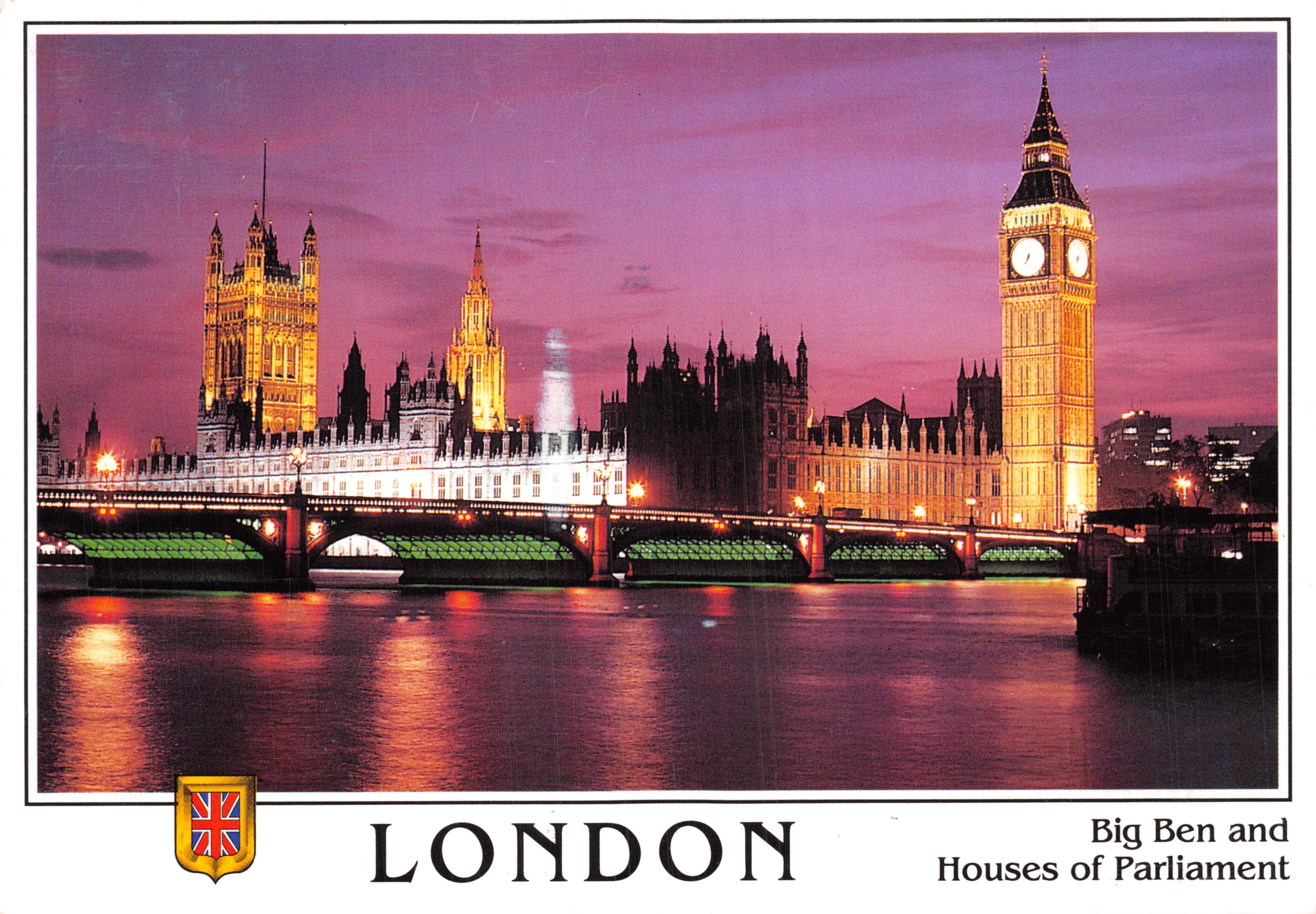 London — view of Big Ben and the Houses of Parliament illuminated at dusk — publisher FISA