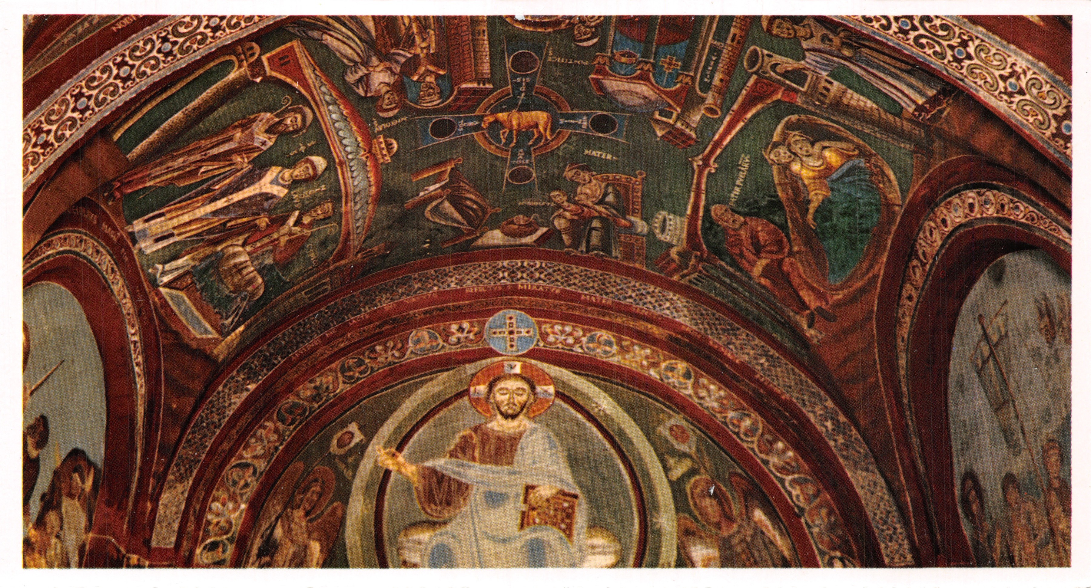 Abbazzia di Novalesa — Cappella di San Éldrado — affreschi bizantini sulla volta che rappresentano le storie di San Nicola (circa 1240)