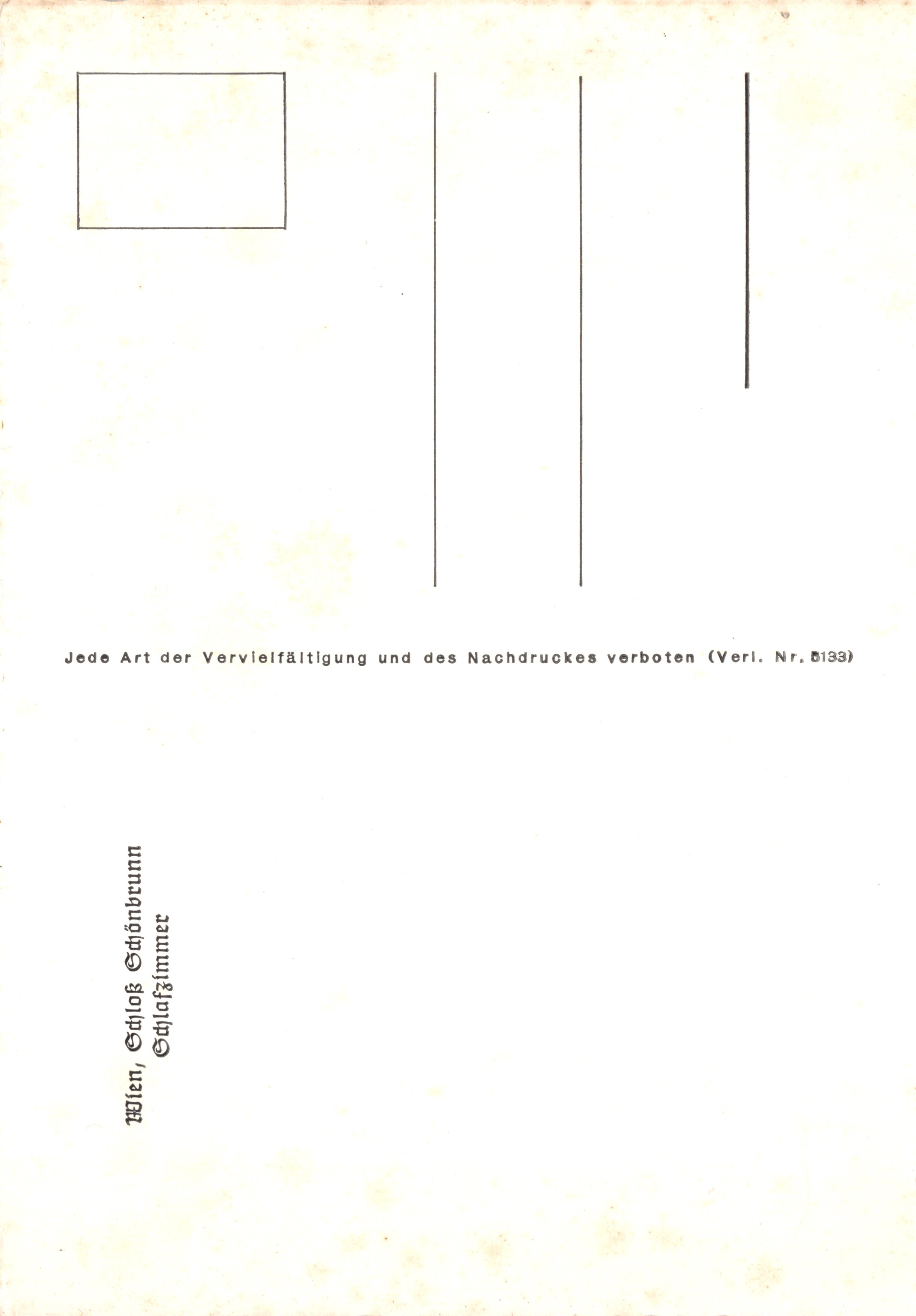 Zaal van eer — Zaal van eer van het château Schönbrunn — uitgever Schönbrunn, serie-nummer 5133 — Achterkant