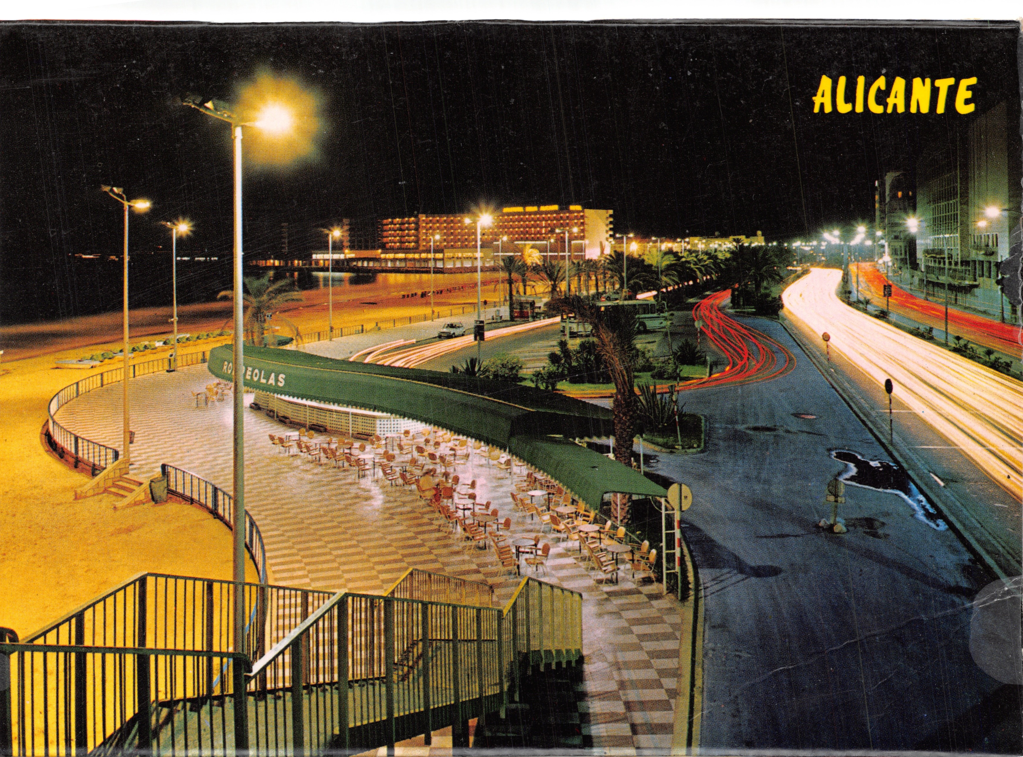 Alicante — nachtvieuw van de Playa del Postiguet — Comercial PAPISA