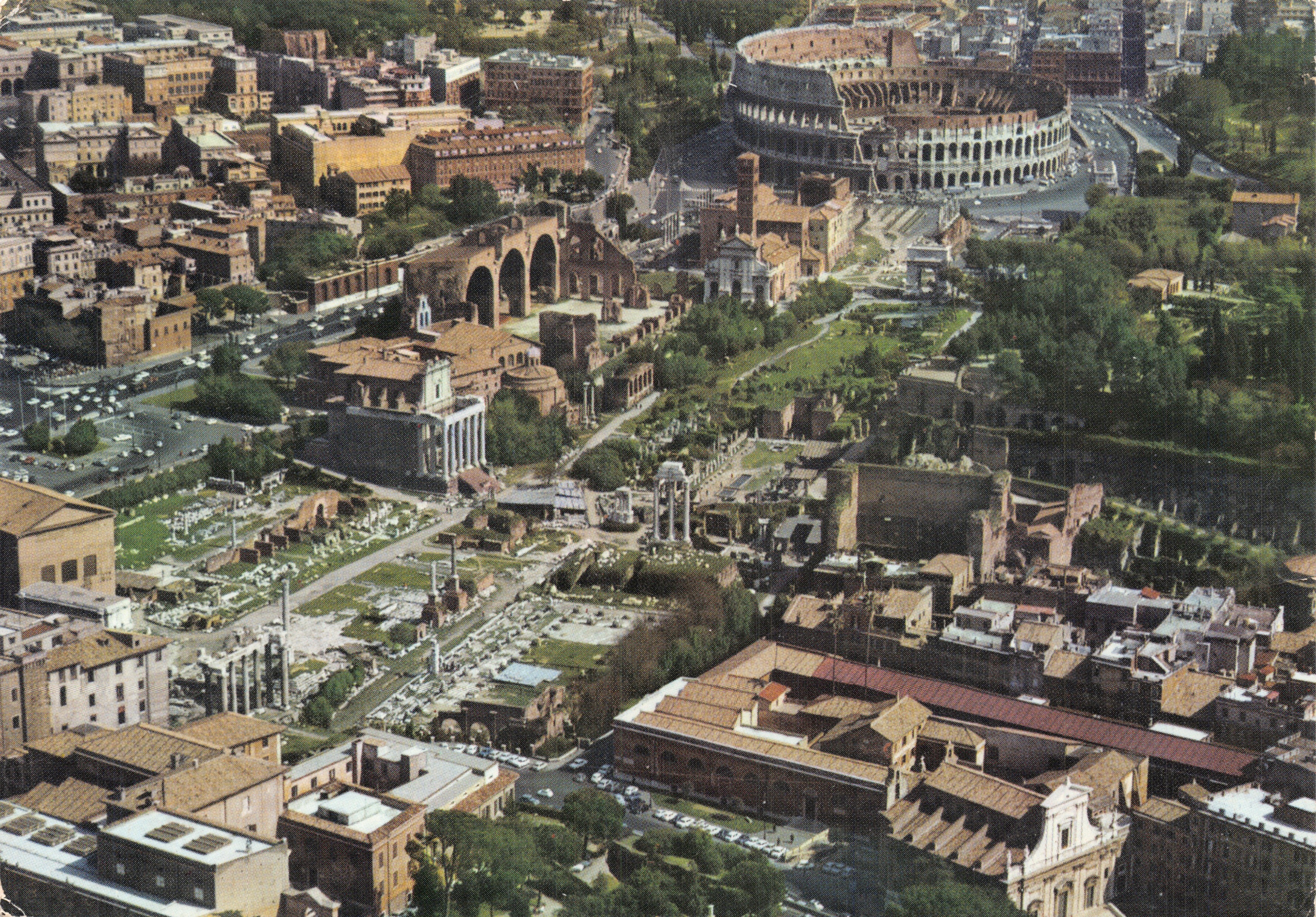 Rome — Vue aérienne du Forum Romain et du Colisée depuis le Campidoglio — Éditeur EDIZ. A.P. MILANO, n° 89