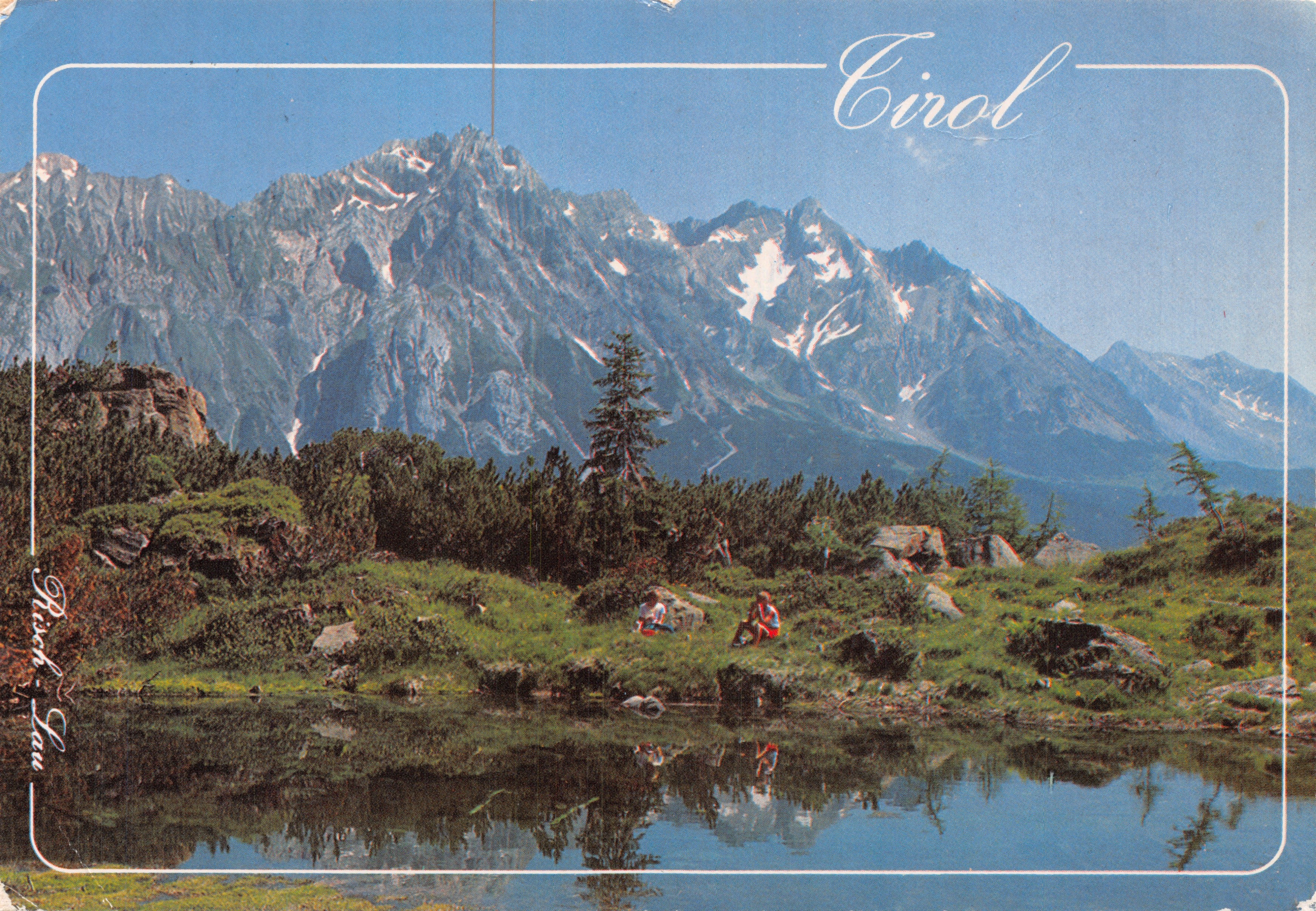 Lake en bergen van het Tirol — weergave van Cirol — uitgever Risch-Lau, n° IN 49936