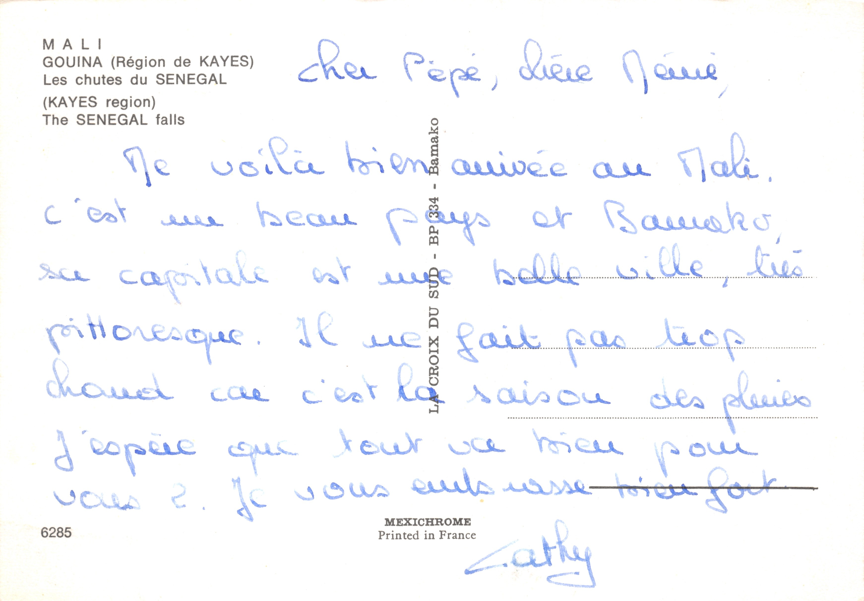 Chutes du Sénégal — Gouina (région de Kayes) — éditeur IRIS — Achterkant
