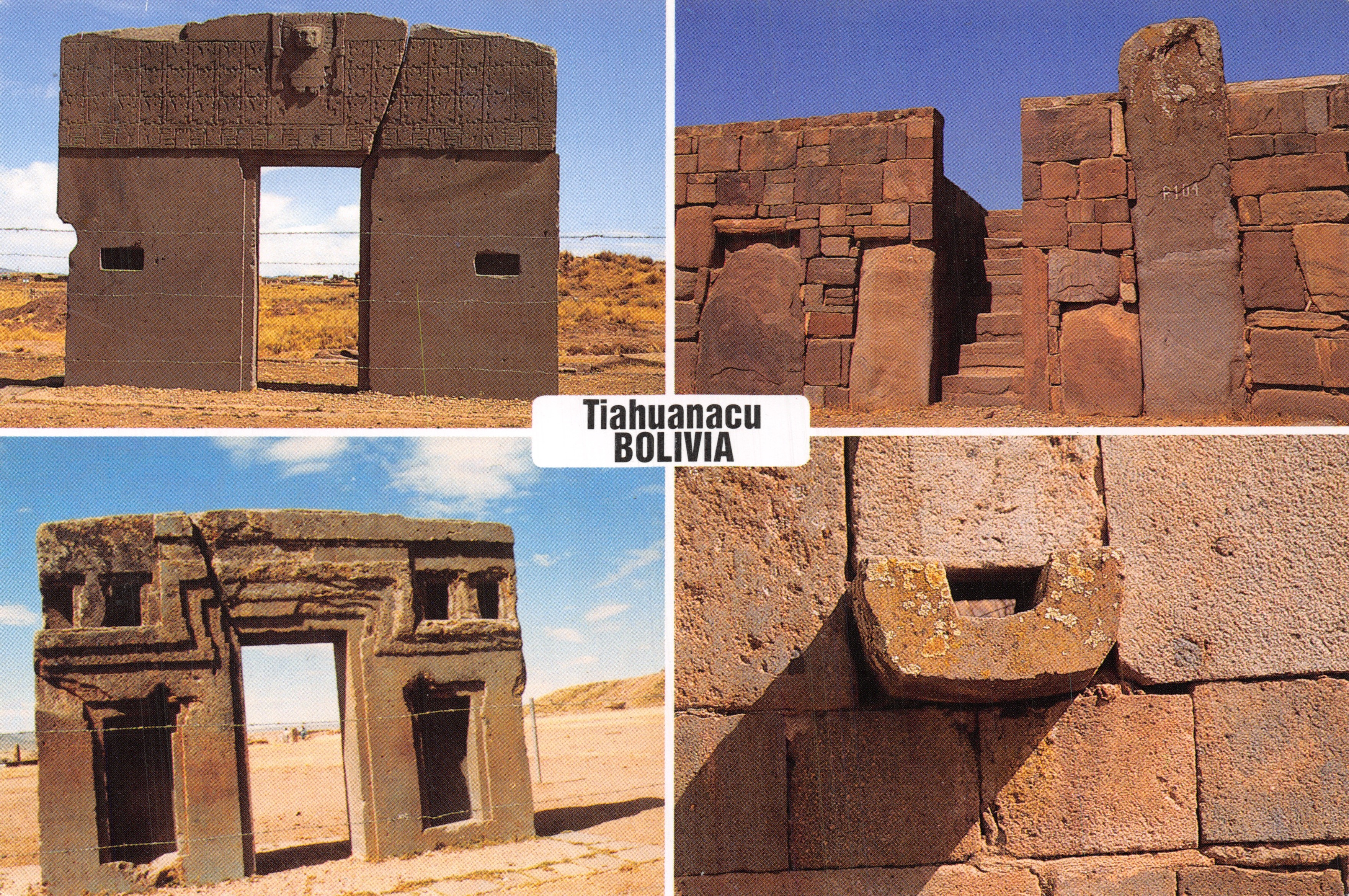 Tiahuanacu — Porte du Soleil e dettagli architettonici — editore Reproducción Montero, n. 1306