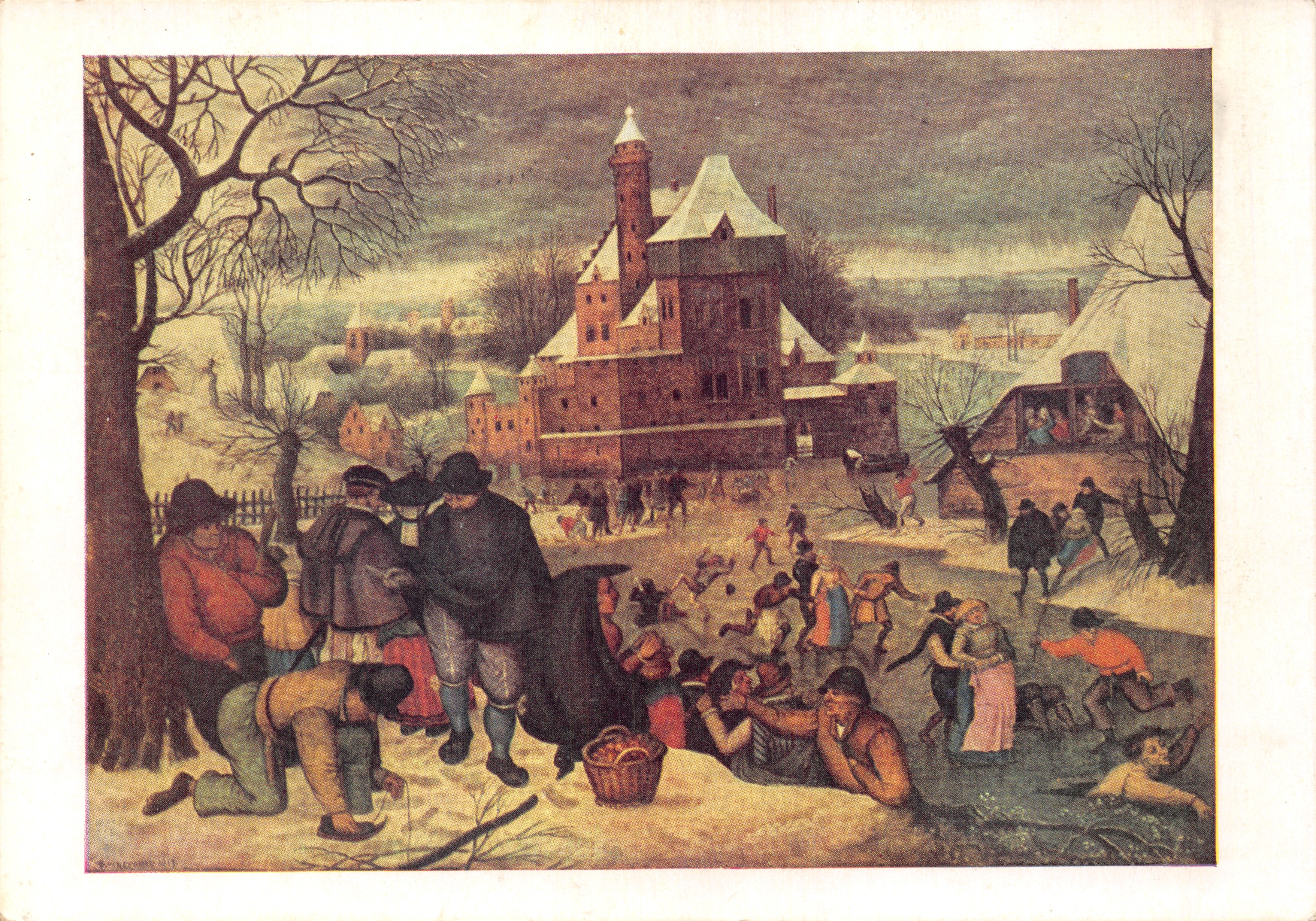 Los patinadores — Escena invernal frente a un castillo — Soho Gallery Ltd. n° 330