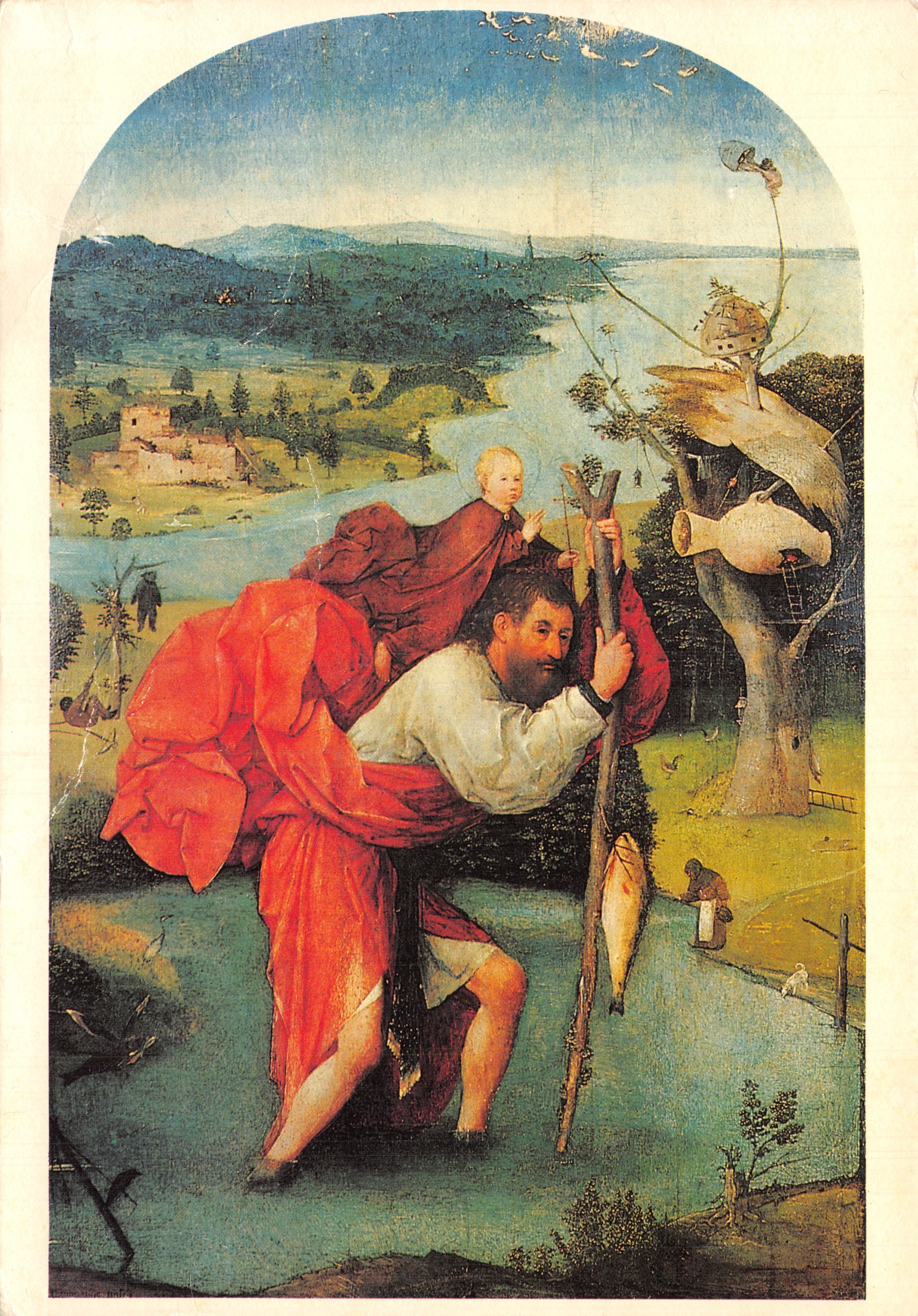 San Cristóbal llevando al Niño Jesús — reproducción de una pintura de Jheronimus Bosch — editor Art Unlimited