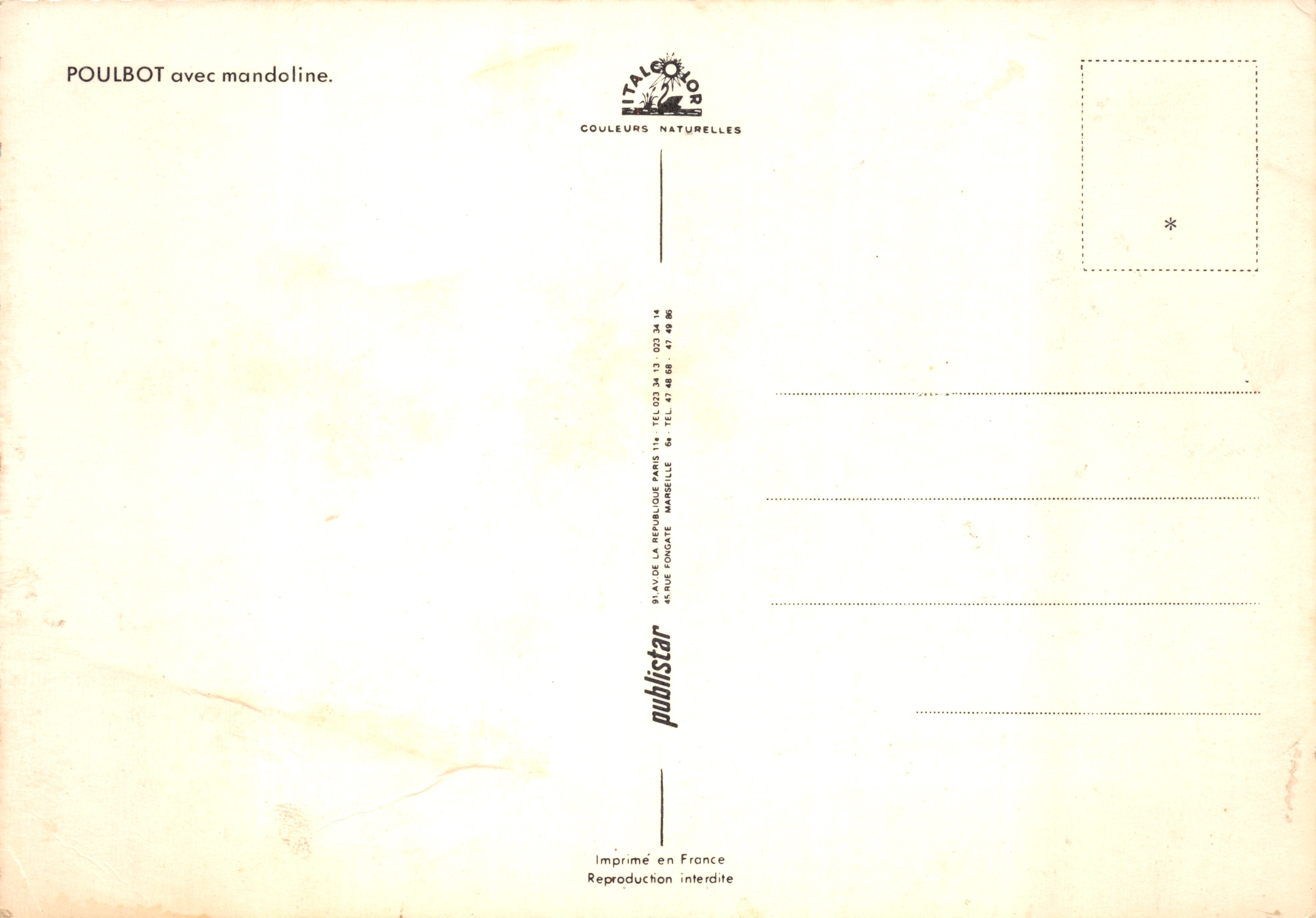 Bambino musicista — con mandolino — editore ITALCOLOR — Verso