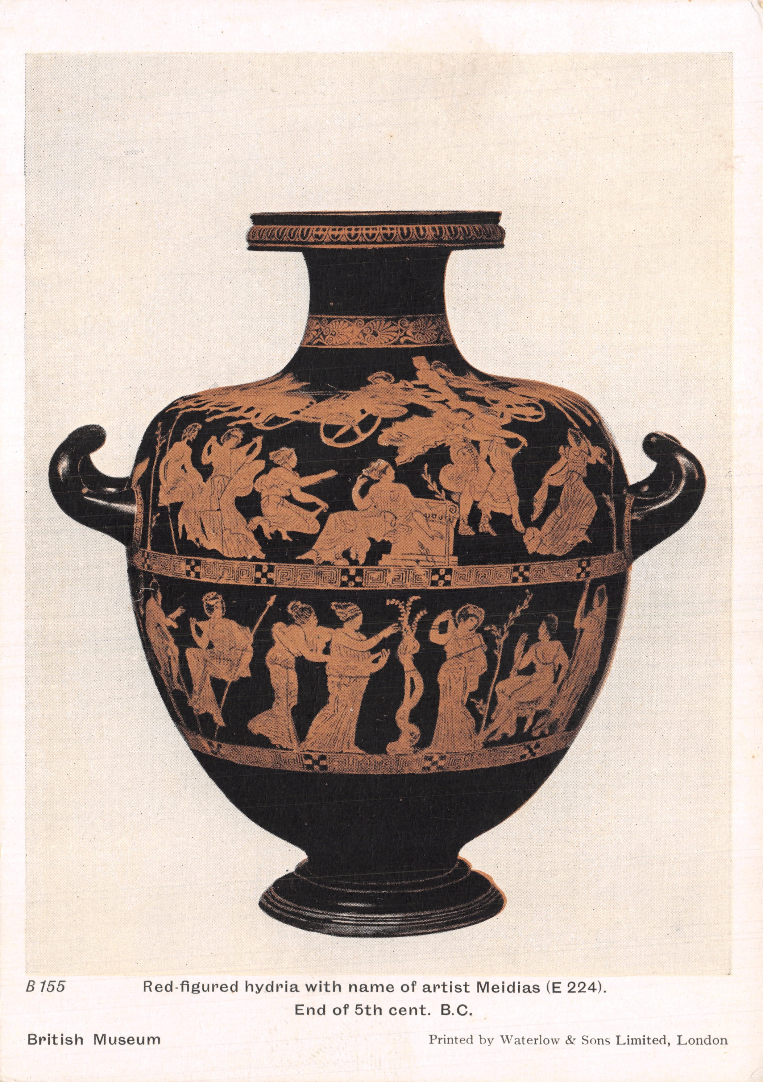 Vase attique — hydrie rouge figurée de Meidias (E 224) — British Museum, imprimé par Waterlow & Sons Limited, Londres