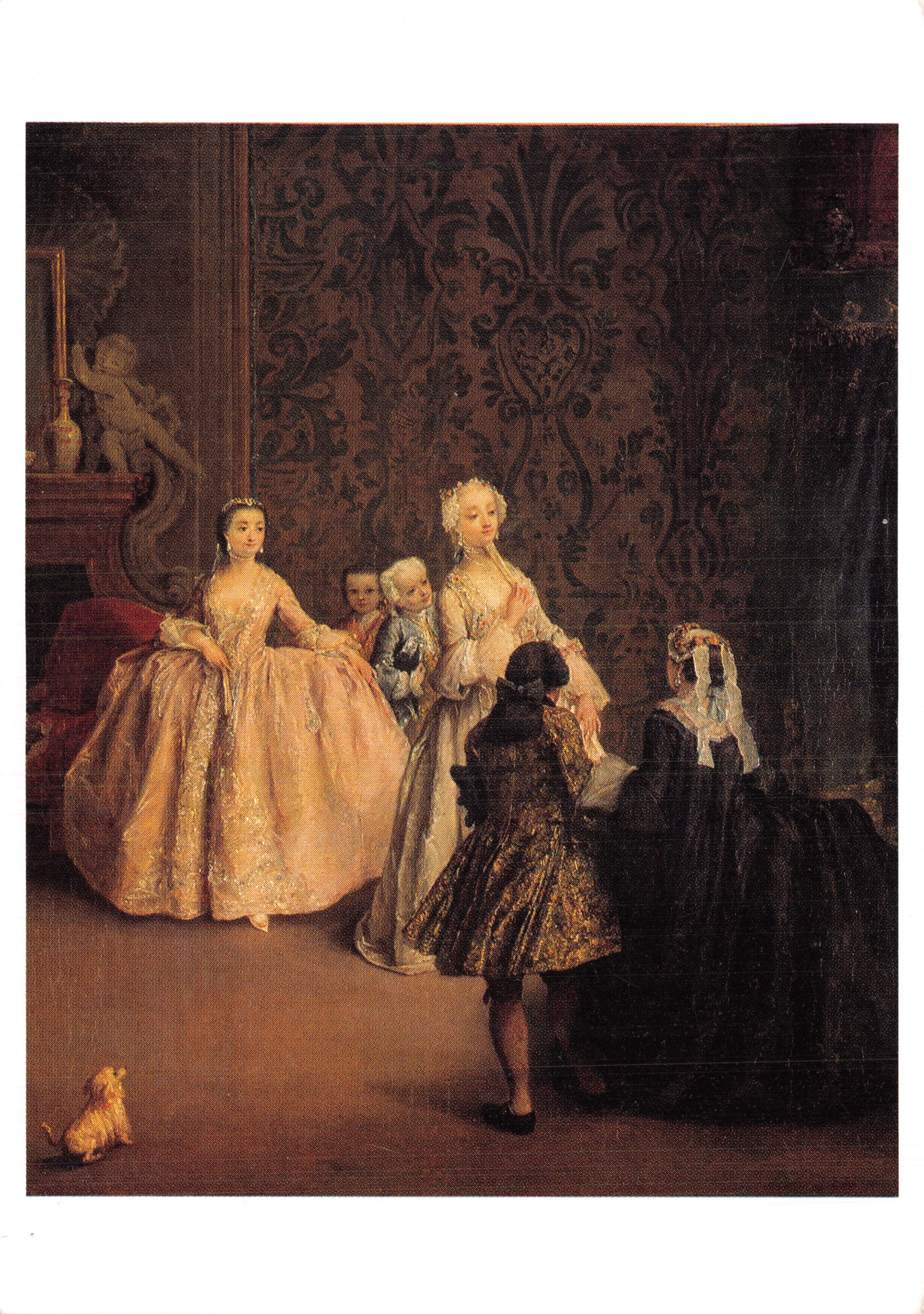 Die Präsentation — Innenraum-Szene mit Kindern und Hund — Verlag LOUVRE, Nr. IC-00-3873