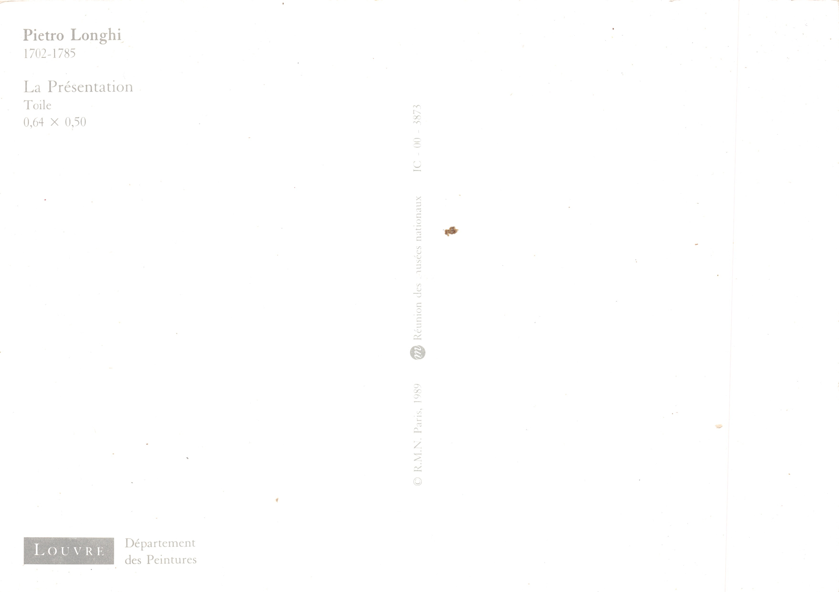 Die Präsentation — Innenraum-Szene mit Kindern und Hund — Verlag LOUVRE, Nr. IC-00-3873 — Rückseite