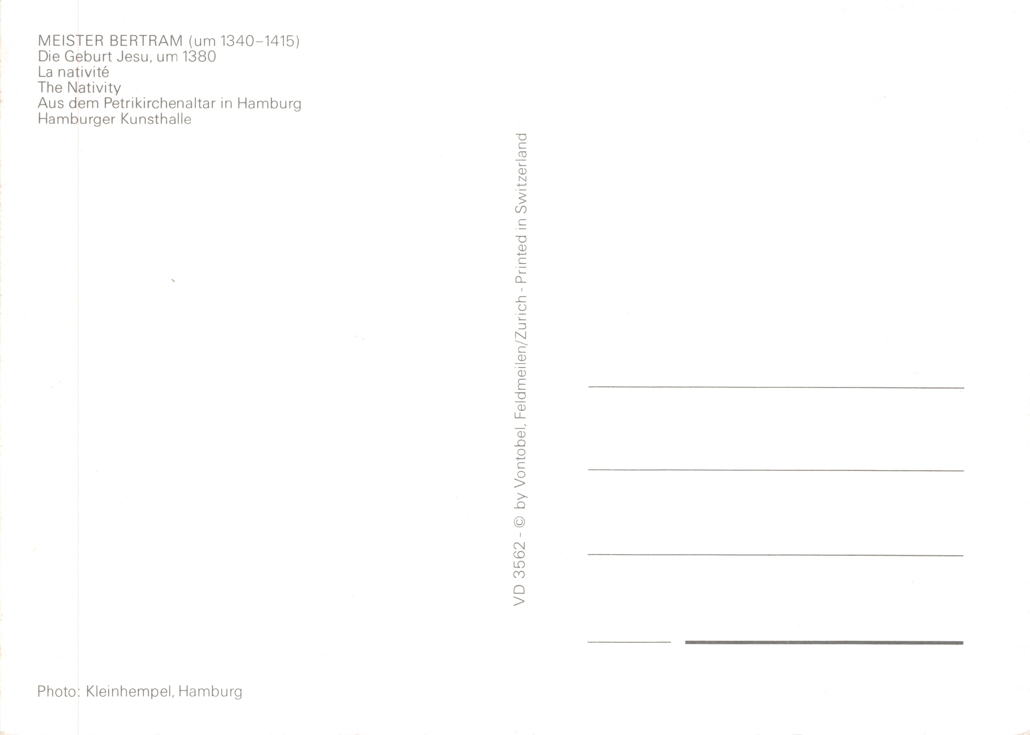 Natività — dipinto di Meister Bertram (circa 1340-1415) — editore Kleinhempel, n. VD 3562 — Verso