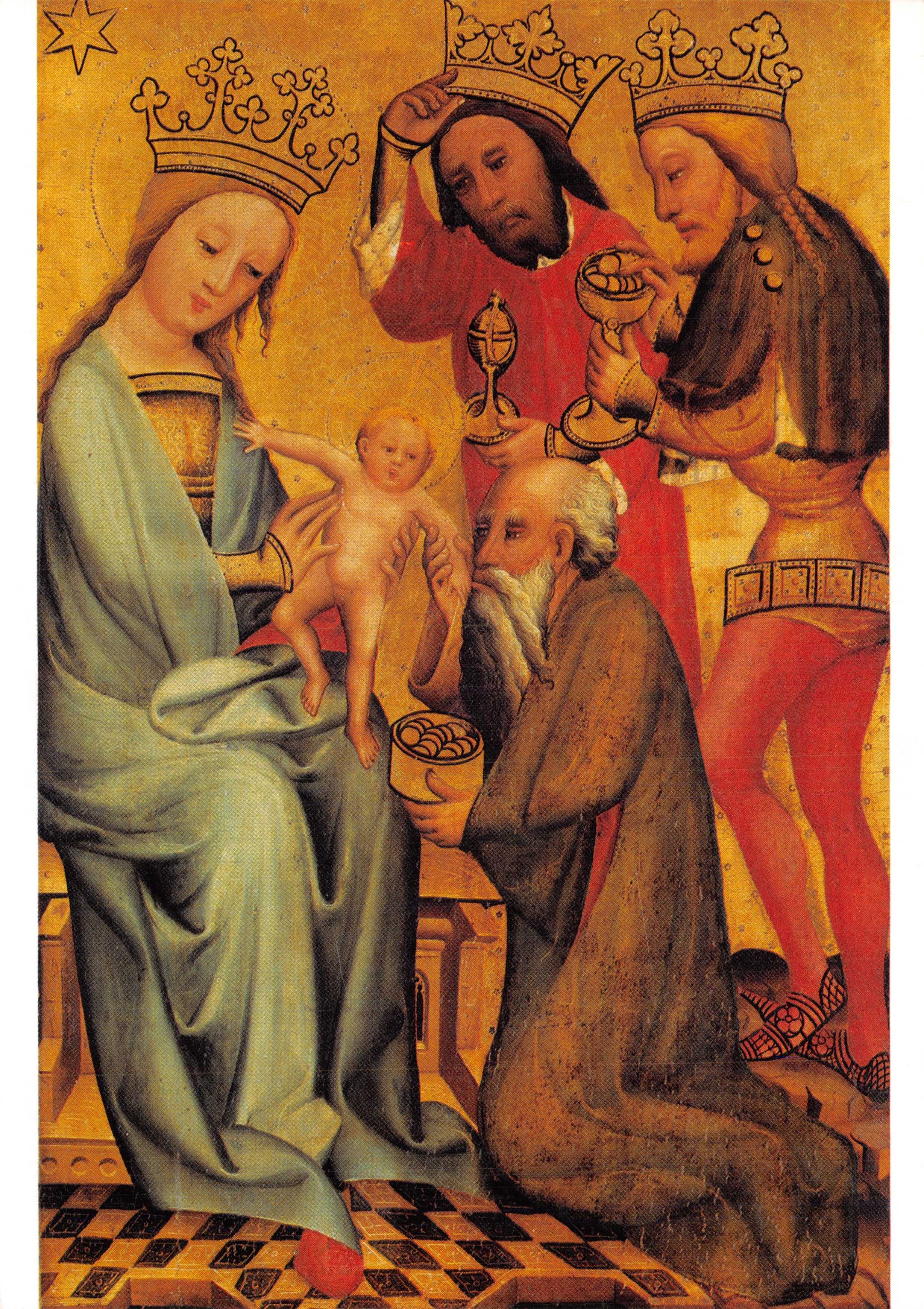 Verering van de wijzen — schilderij van Meester Bertram (ongeveer 1380) — uitgever Vontobel, CH-8706 Feldmeilen