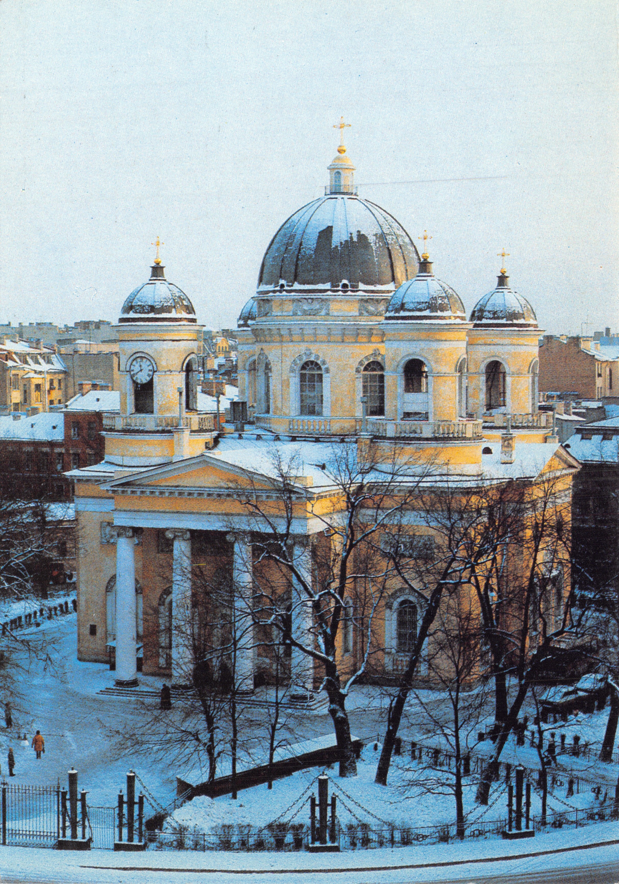 Kathedraal van Kazan — winterse uitzicht met centraal domein en vier secundaire domes — uitgever AO «P-2», TPII im. I.B. Fëdorov, nr. 9142