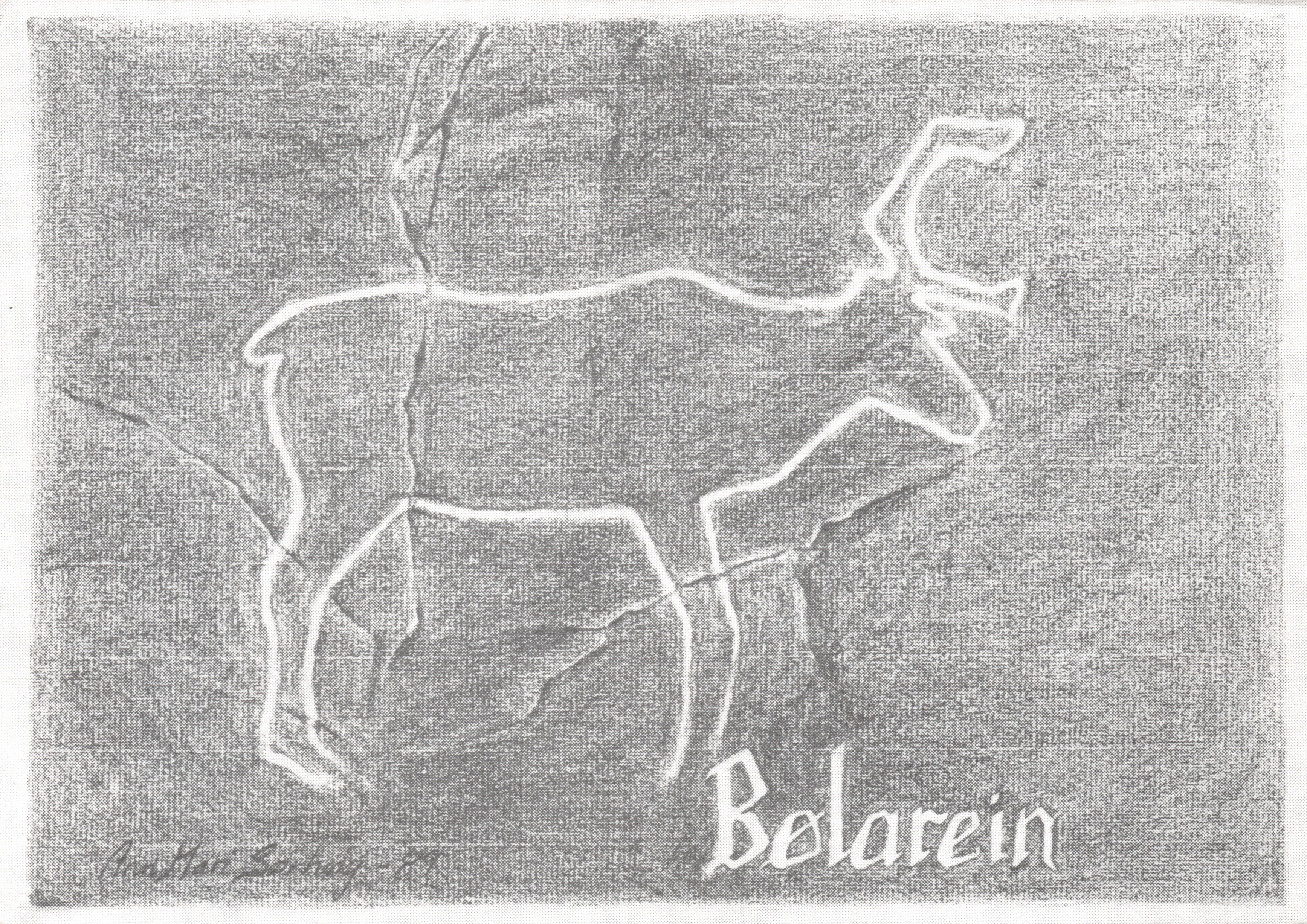 Belarein — rzeźba kamienno-gliniana byka — Annette Loring 1977