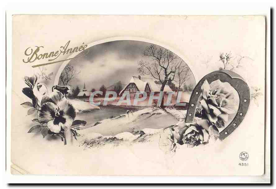 CPA Fantaisie Bonne annee (fer a cheval)