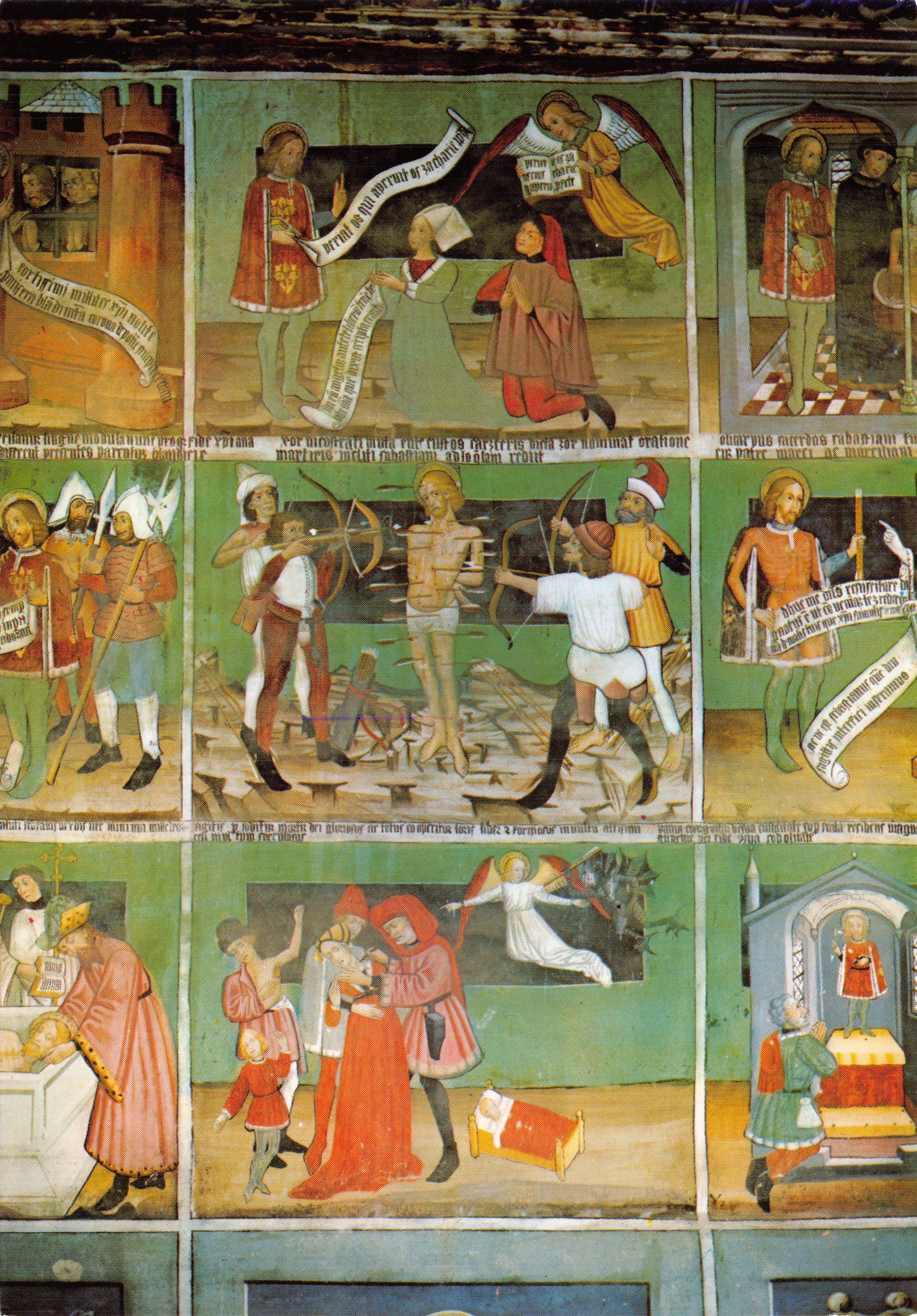 Szenen aus dem Leben des hl. Sebastian — Fresken des 15. Jahrhunderts — Kapelle des hl. Sebastian, Lanslevillard (Savoie)