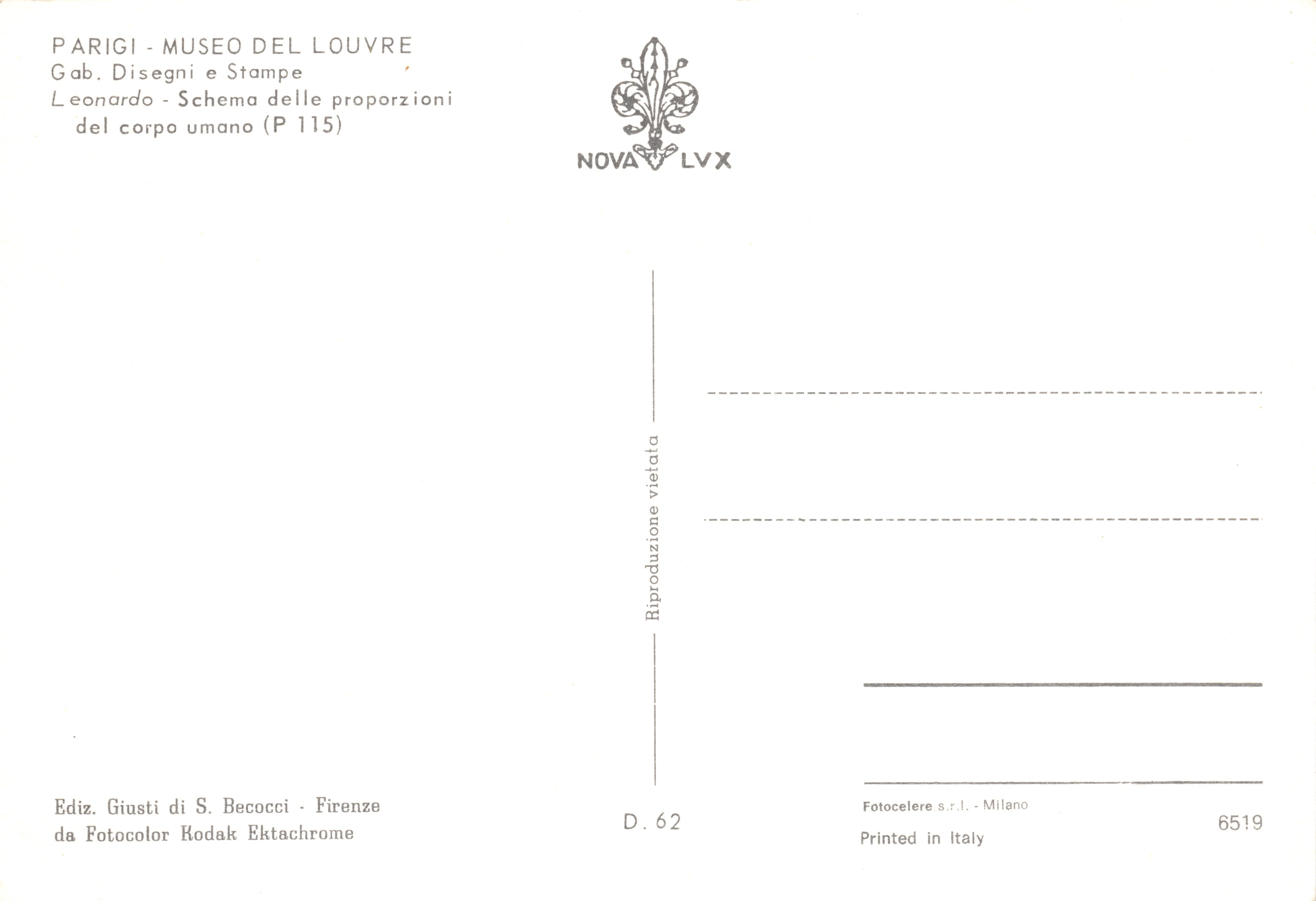 Venezia de Milo — statua antica — editore Giusti di S. Becocci, Firenze, n. D.62 — Verso