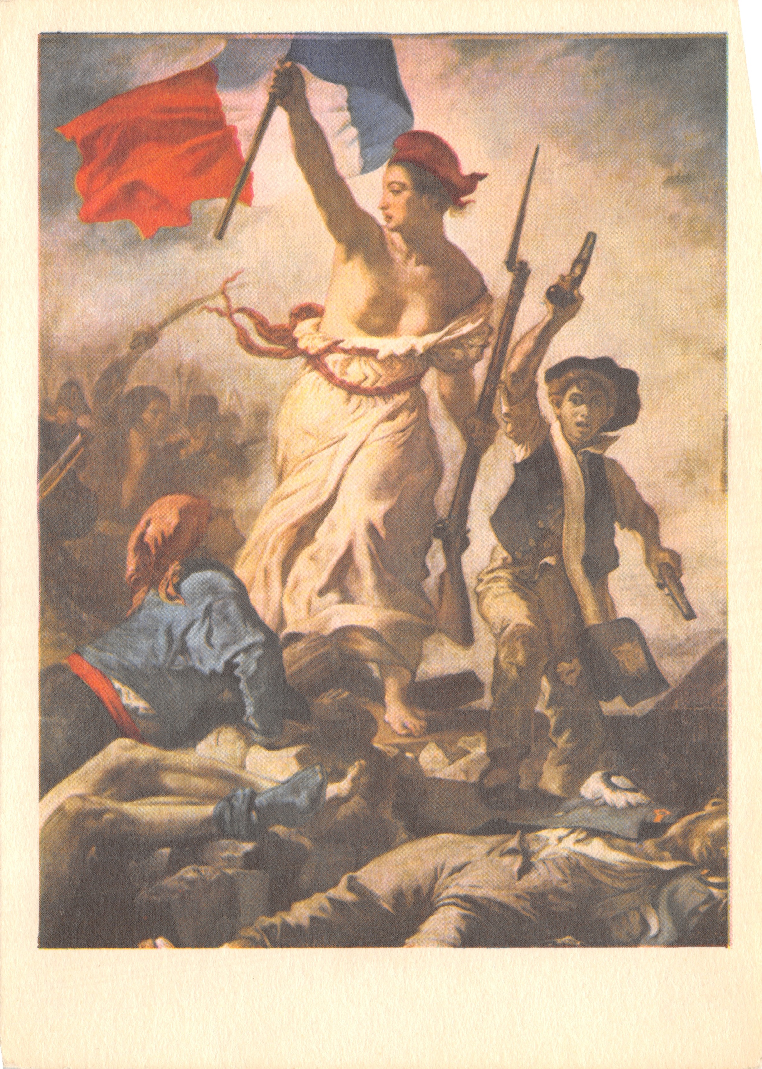 La Libertad guiando al Pueblo — detalle de la pintura de Eugène Delacroix — Éditions de la Loterie Nationale, Serie G