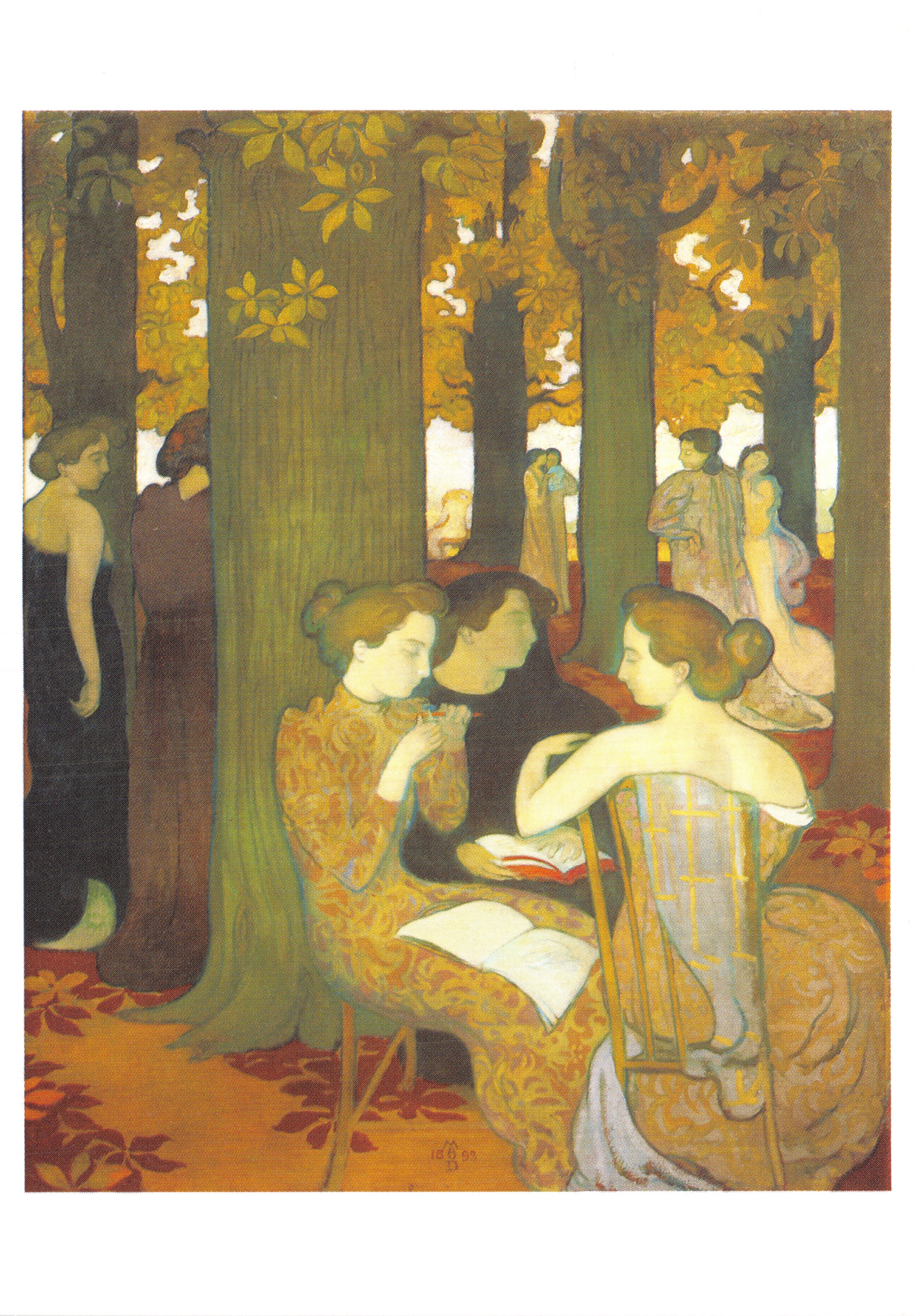 Las musas — escena de bosque otoñal — Impreso por Spadem, 1986