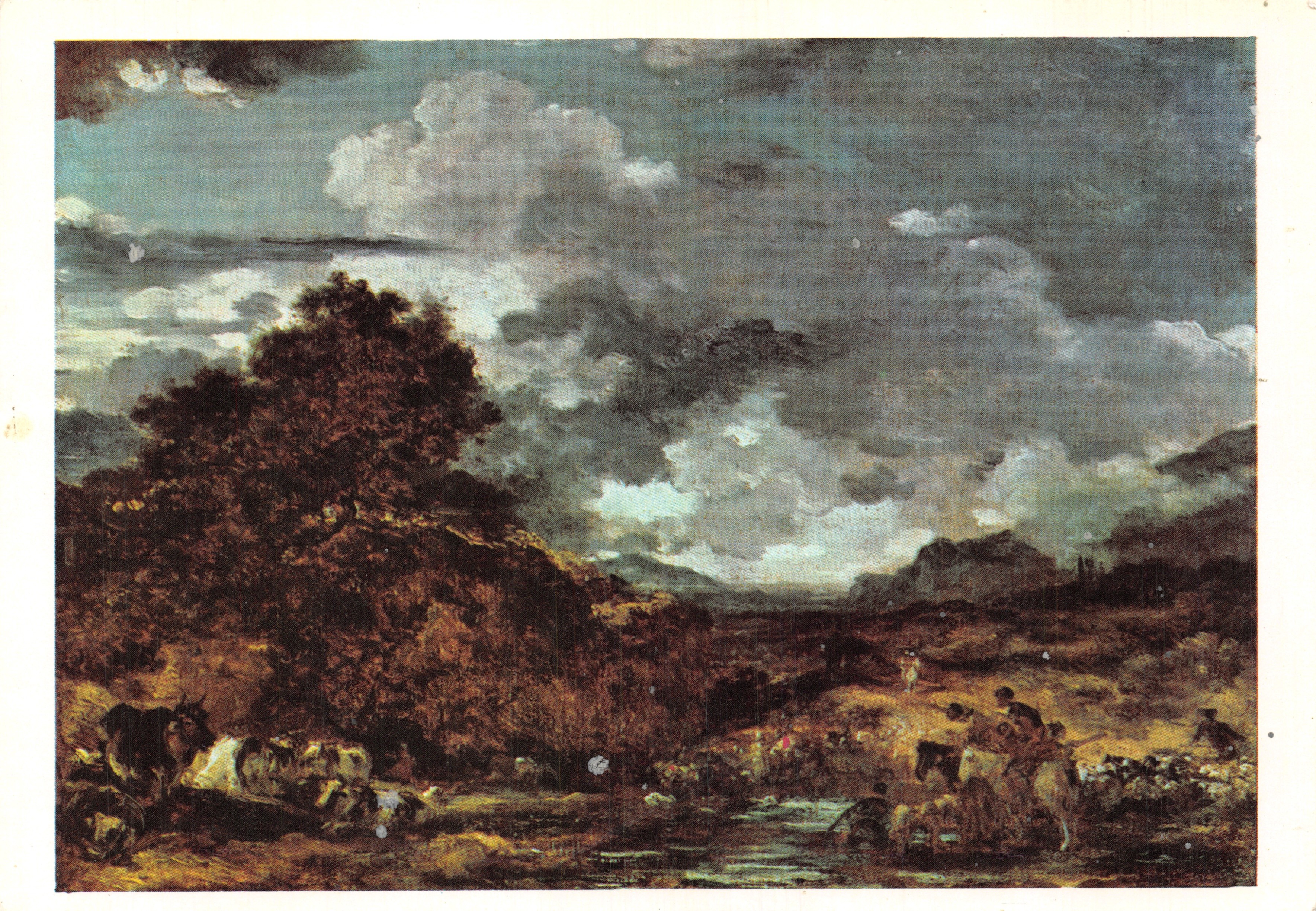 Paisaje con rebaño — obra de Jean-Honoré Fragonard — Ediciones 'Publicité' PARIS