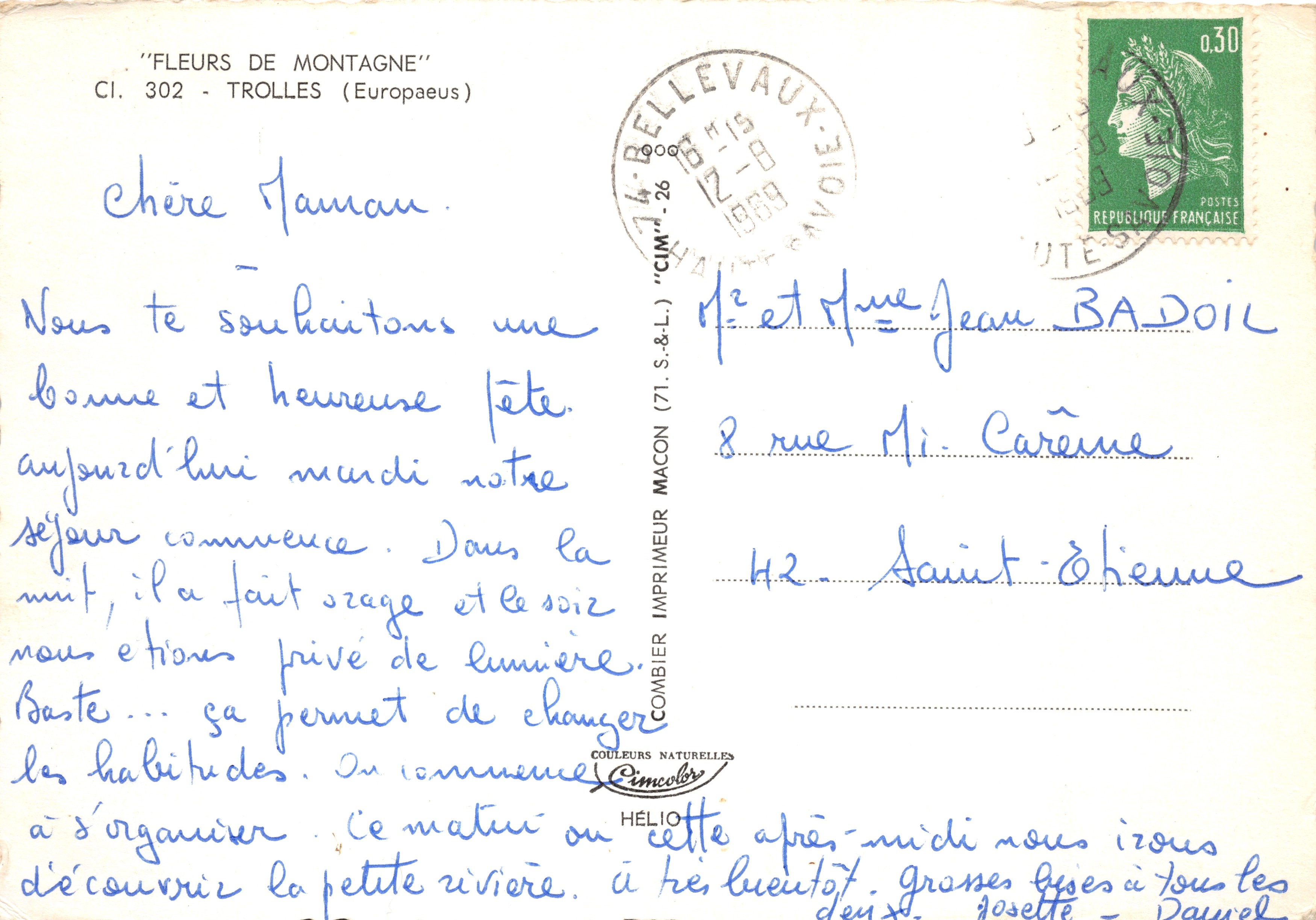 Fleurs de montagne — Trolles (Europaeus) — Imprimeur Combier — Reverso