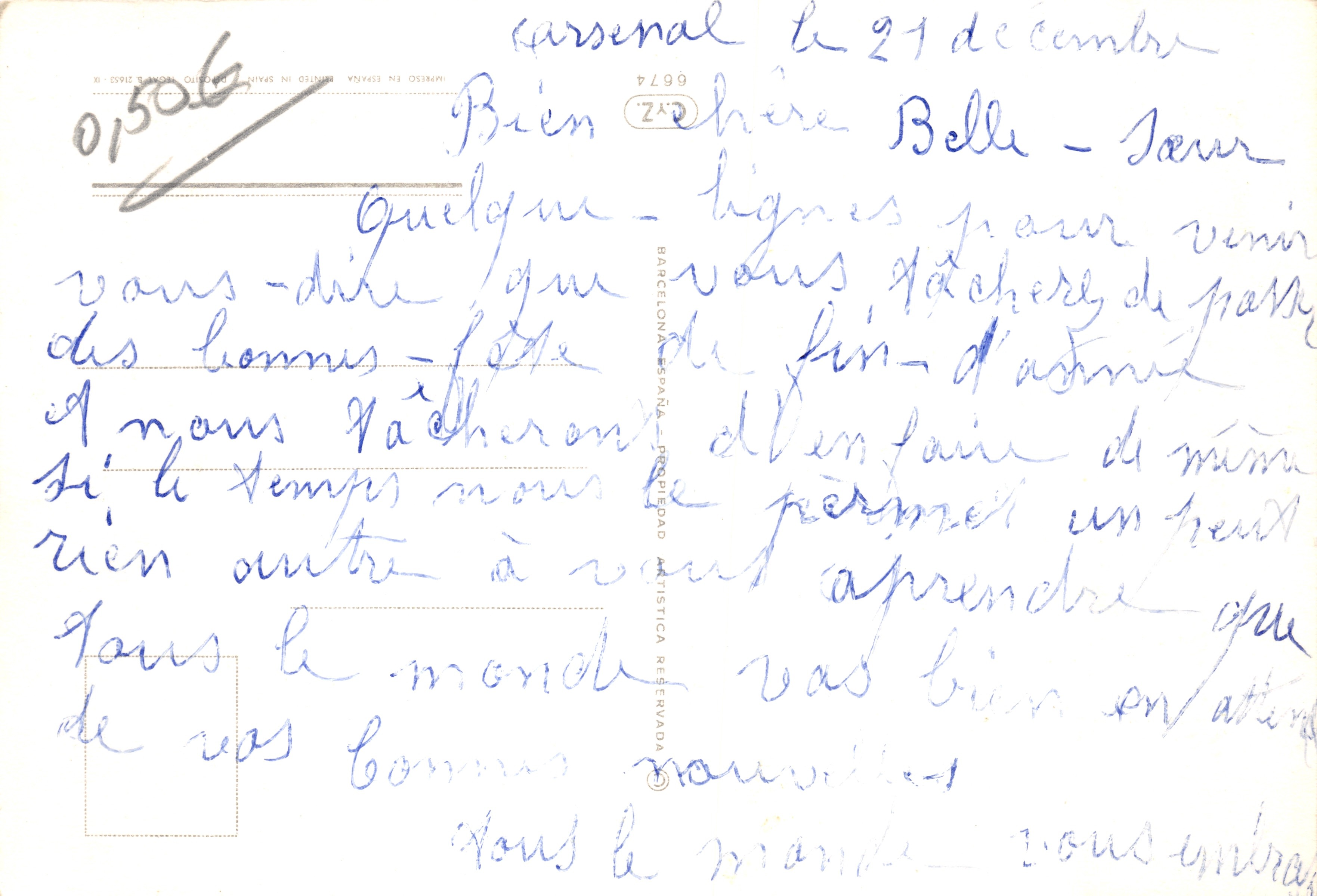 Geboorte van Jezus — scène van de kribbe met Maria, Jozef en het kind Jezus — uitgever BARCELONA-ESPAÑA, PROPIEDAD RESERVADA — Achterkant
